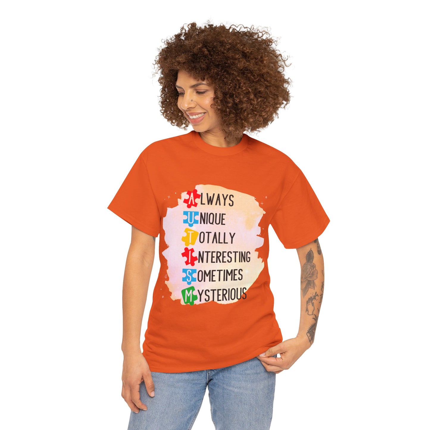 Autism Always Unique Totally Interesting Sometimes Mysterious T-shirt Unisex Heavy Cotton