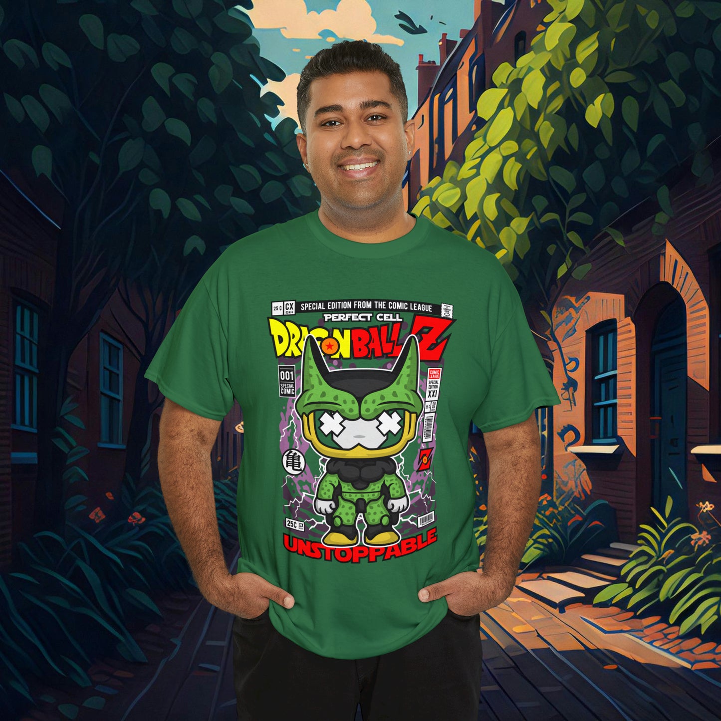 Perfect Cell DragonBall Z Pop Culture Mock Comic Cover heavy cotton T-shirt