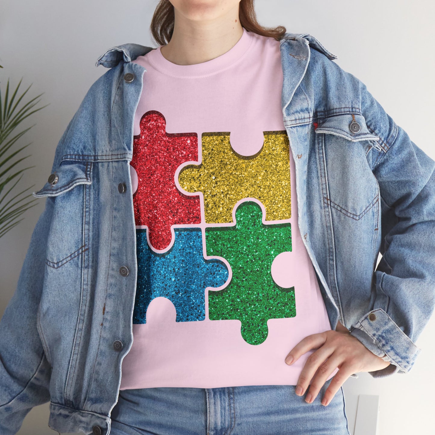 Autism Puzzle Pieces T-shirt Unisex Heavy Cotton