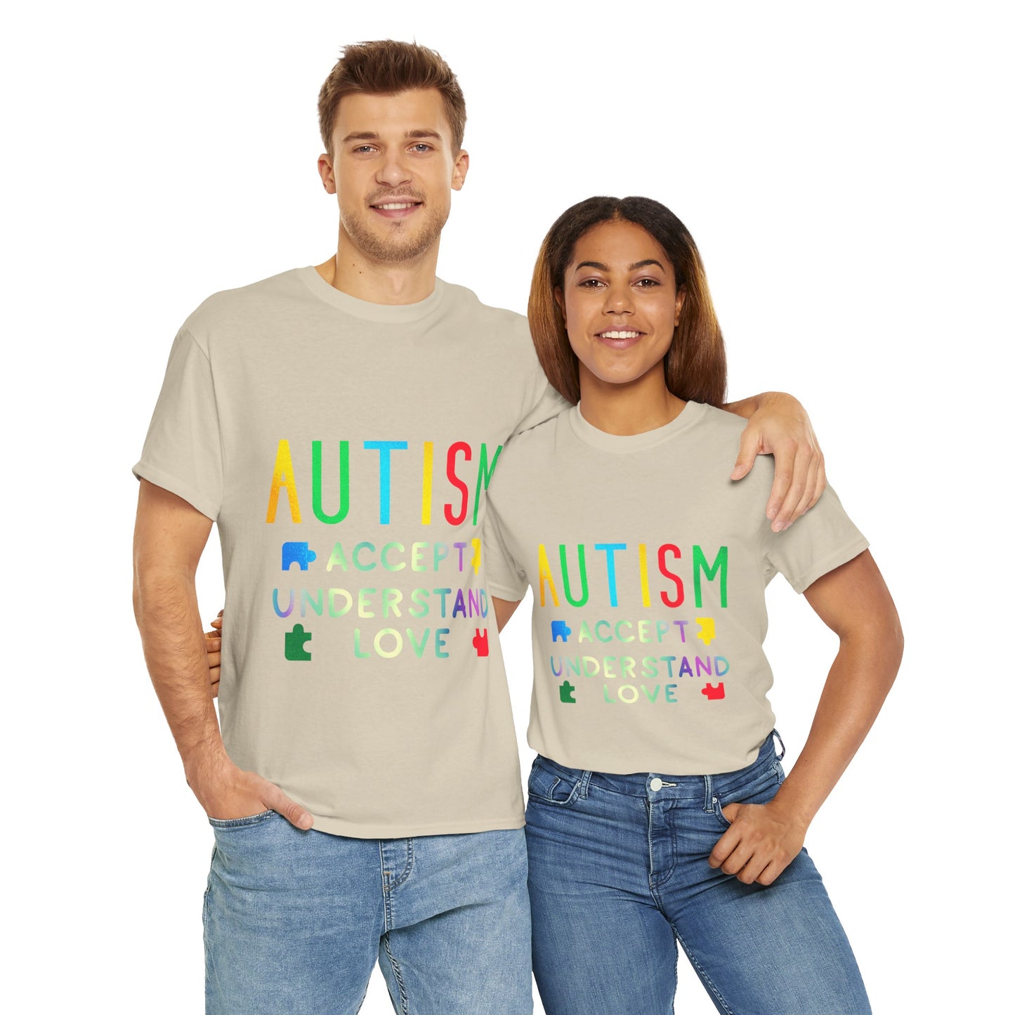 Autism ACCEPT UNDERSTAND LOVE T-shirt Unisex Heavy Cotton