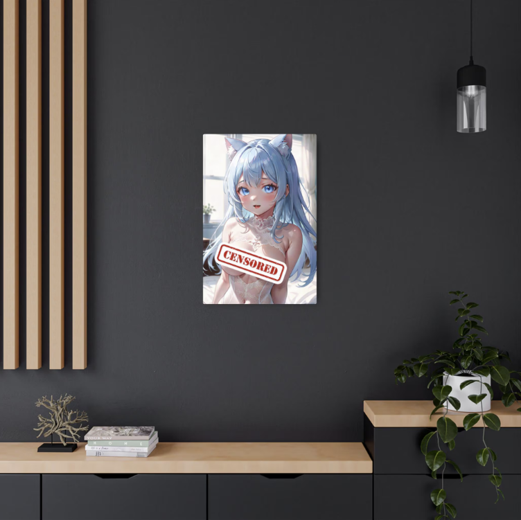 Adorable Catgirl Waifu Metal Print – 8x12 Kawaii Anime Art for Home Decor