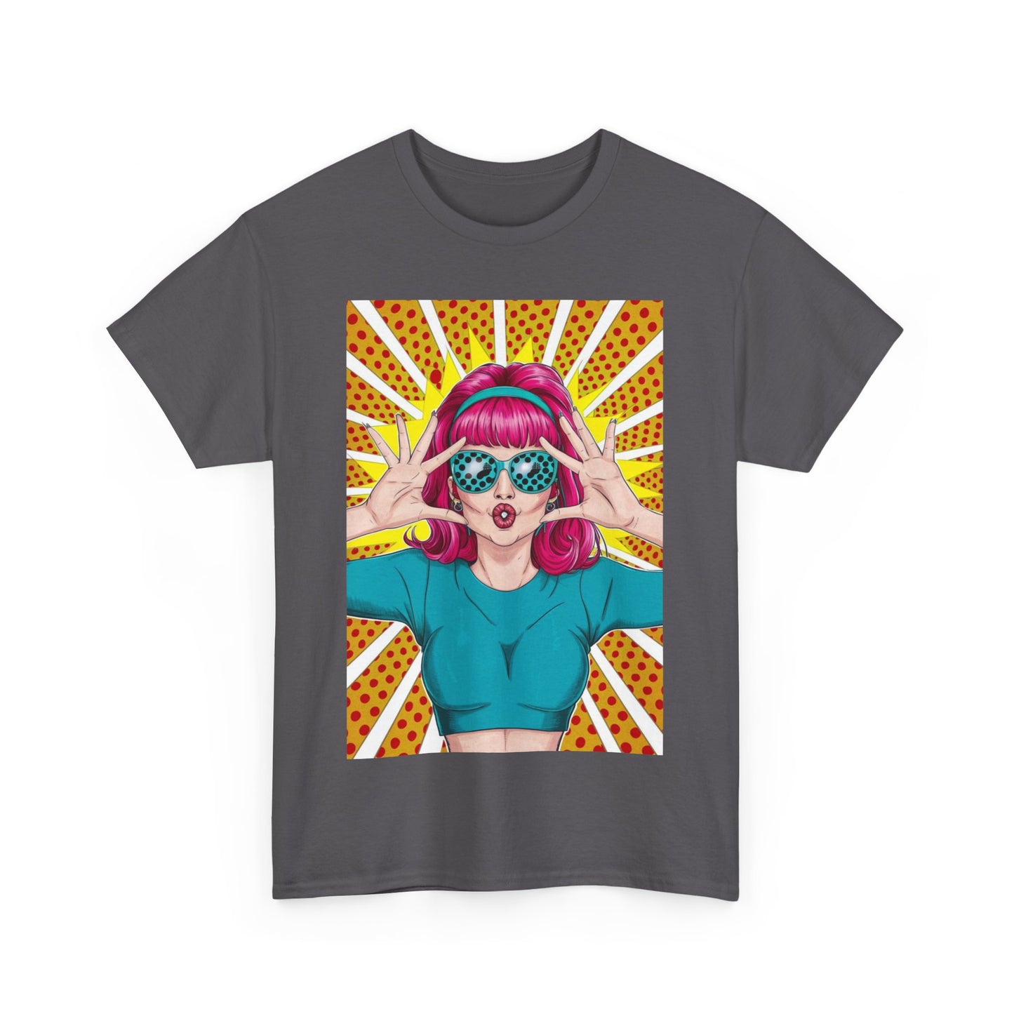 Sexy Retro PopArt Girl Vibrant Colors Unisex heavy cotton Tshirt