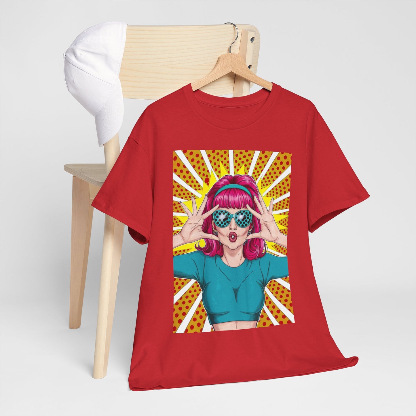 Sexy Retro PopArt Girl Vibrant Colors Unisex heavy cotton Tshirt