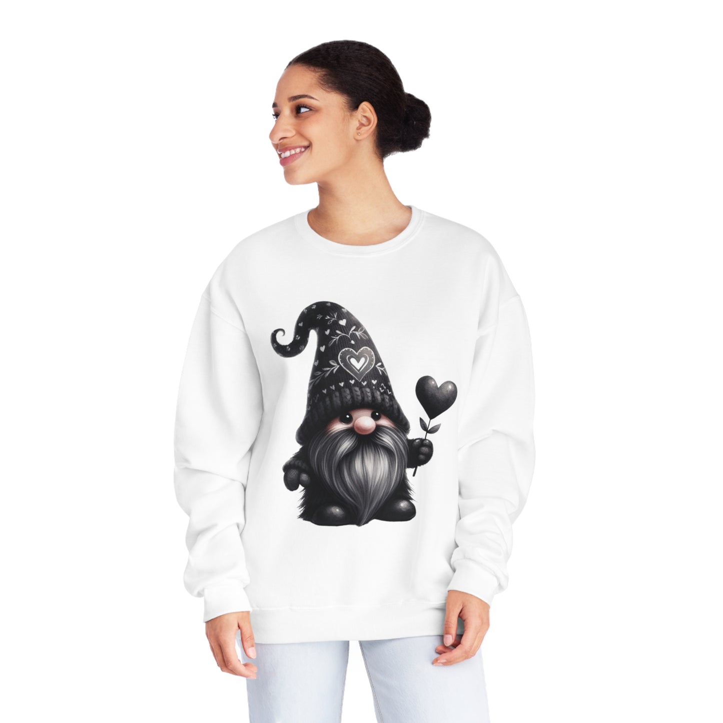 Black Valentine Gnome Unisex NuBlend® Crewneck Sweatshirt