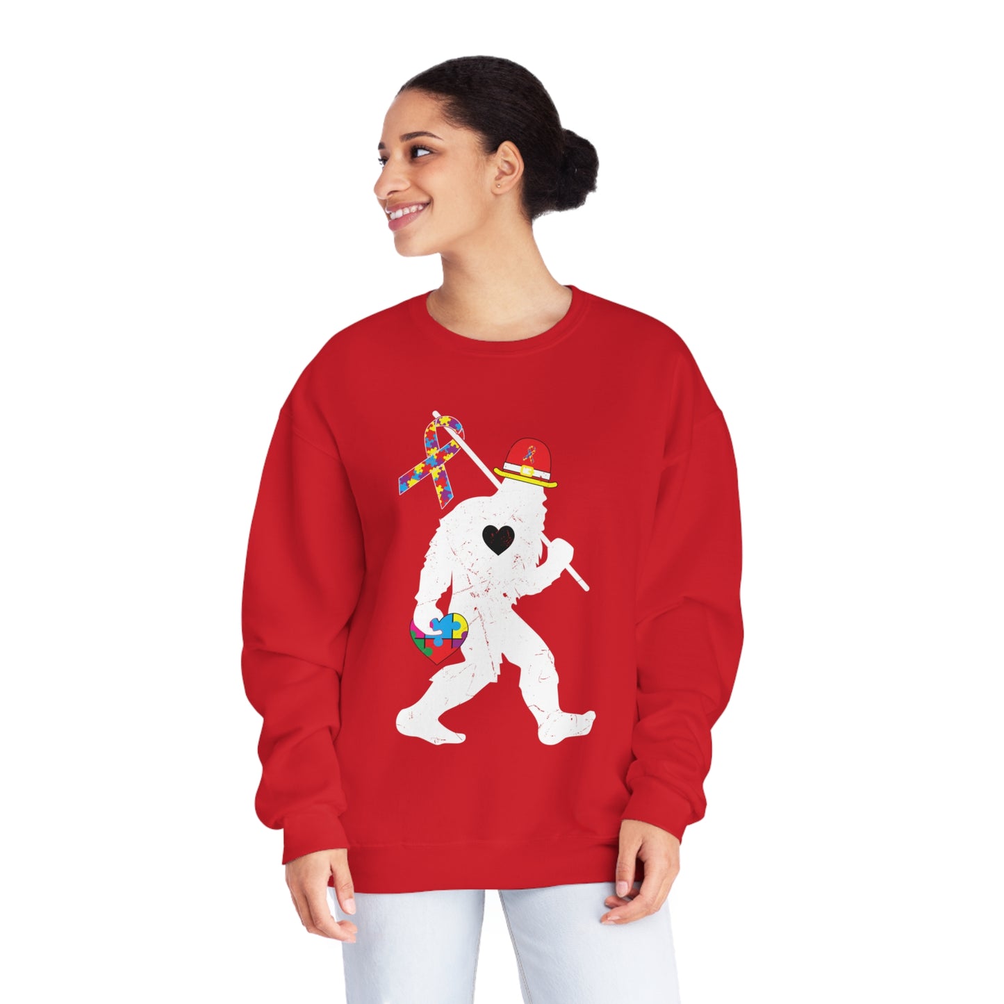 Bigfoot Heart Puzzle Piece Autism Unisex NuBlend® Crewneck Sweatshirt