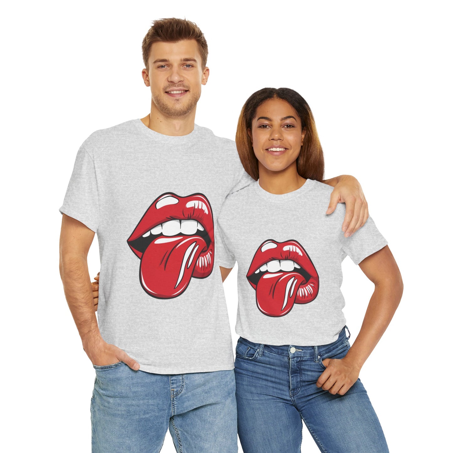 Sexy Retro PopArt Red Lips and Tounge Unisex heavy cotton Tshirt