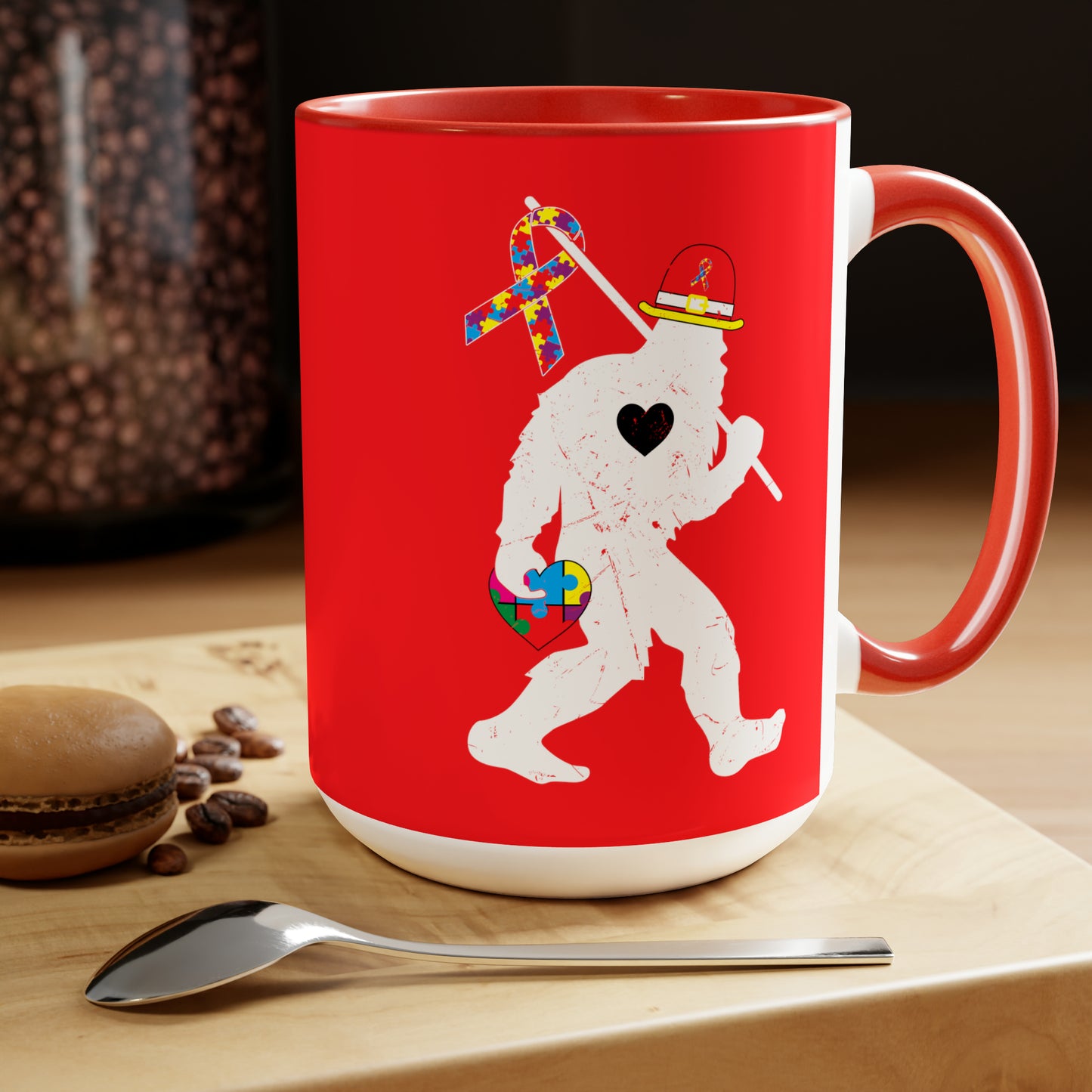 Bigfoot Heart Puzzle Piece Autism - 11oz Mug
