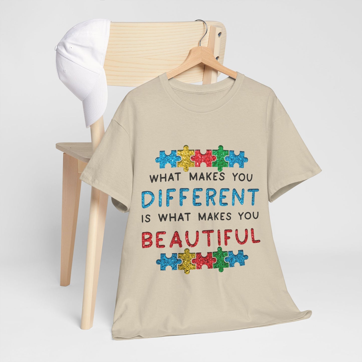 Autism WHAT MAKES YOU DIFFERENT IS WHAT MAKES YOU BEAUTIFUL T-shirt Unisex Heavy Cotton