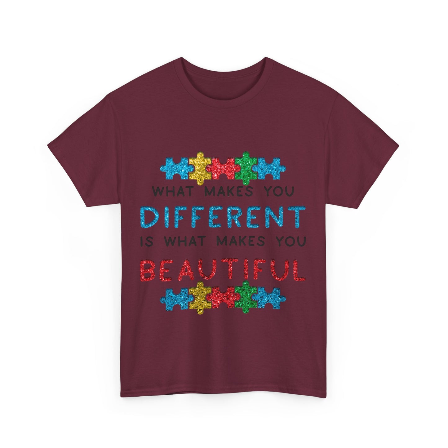 Autism WHAT MAKES YOU DIFFERENT IS WHAT MAKES YOU BEAUTIFUL T-shirt Unisex Heavy Cotton