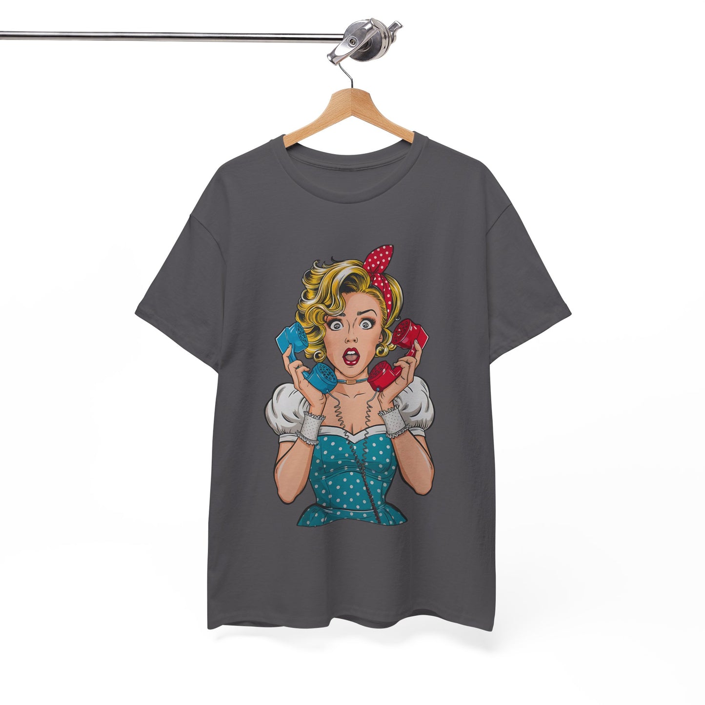 PopArt Girl on the Phone  Tshirt unisex heavy cotton
