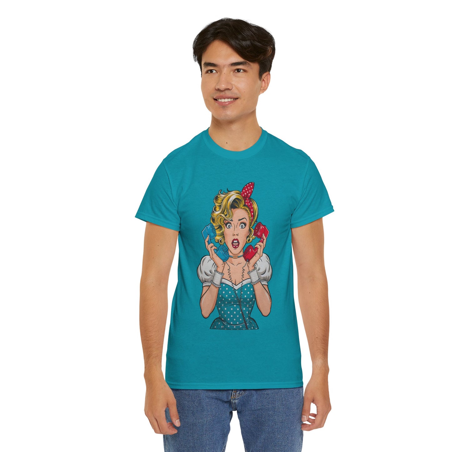 PopArt Girl on the Phone  Tshirt unisex heavy cotton