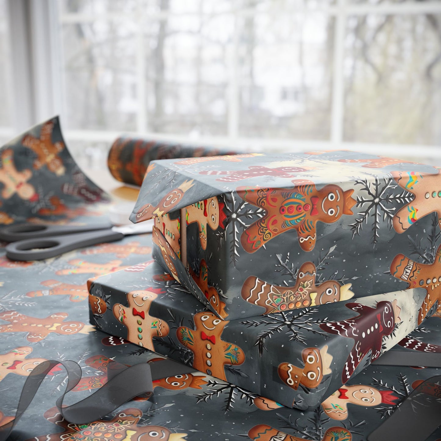 Wrapping Paper - Tattooed Gingerbread Men (Multiple lengths)