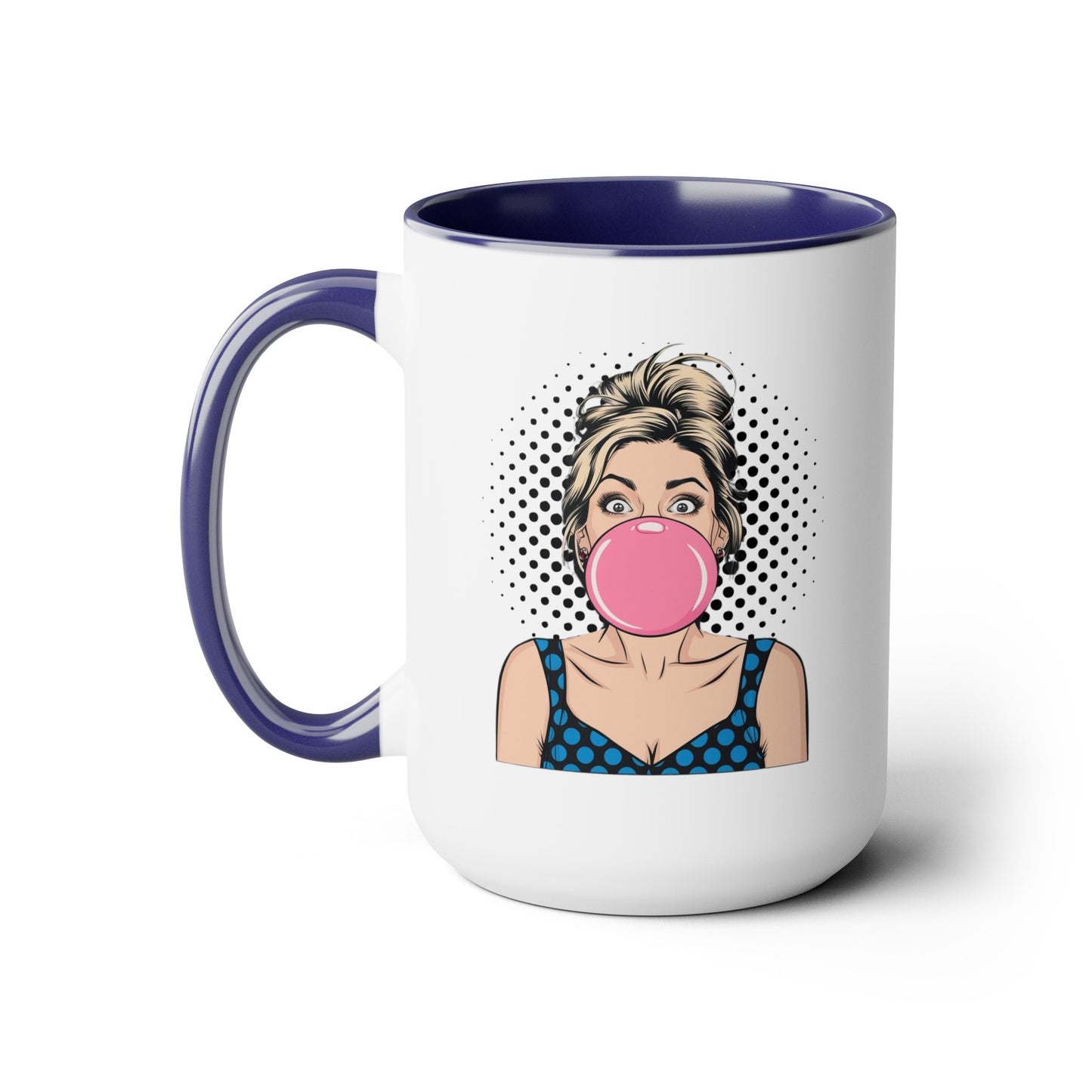 Sexy PopArt Girl with Large Bubble Gum Bubble 15oz Coffee Mug