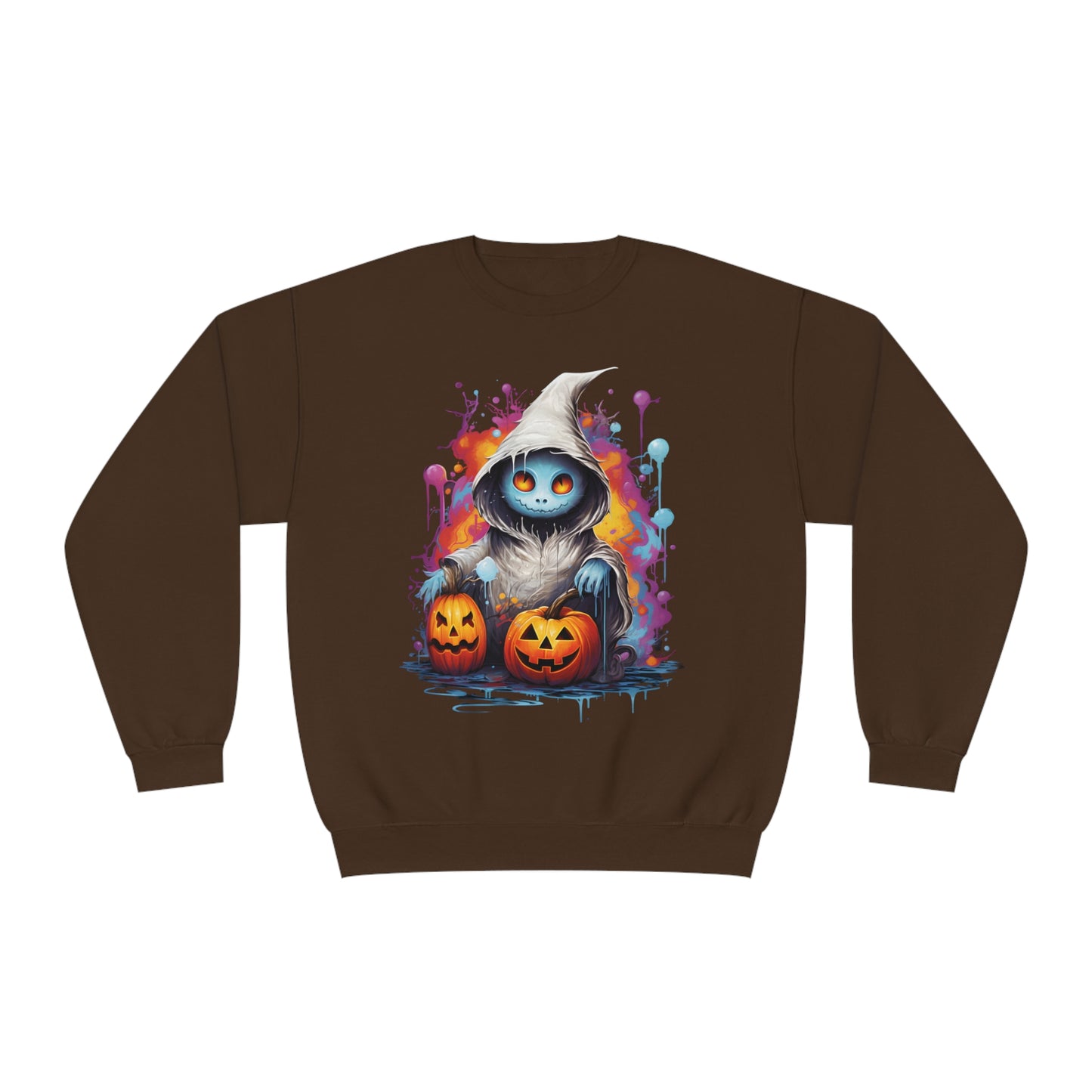 Cute Halloween Unisex Sweatshirt Jack-O-Lanterns Graphic Shirt Gifts Spooky Long Sleeve Crewneck Shirt Tops