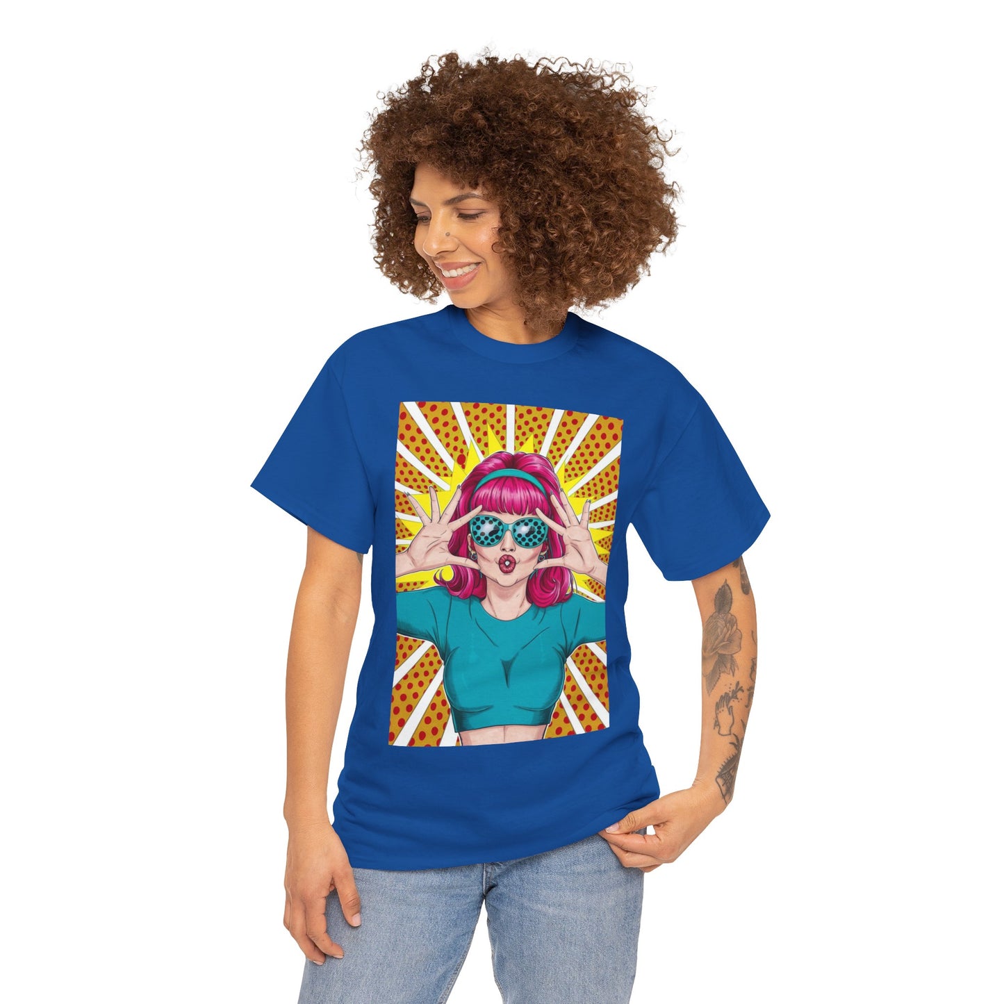 Sexy Retro PopArt Girl Vibrant Colors Unisex heavy cotton Tshirt