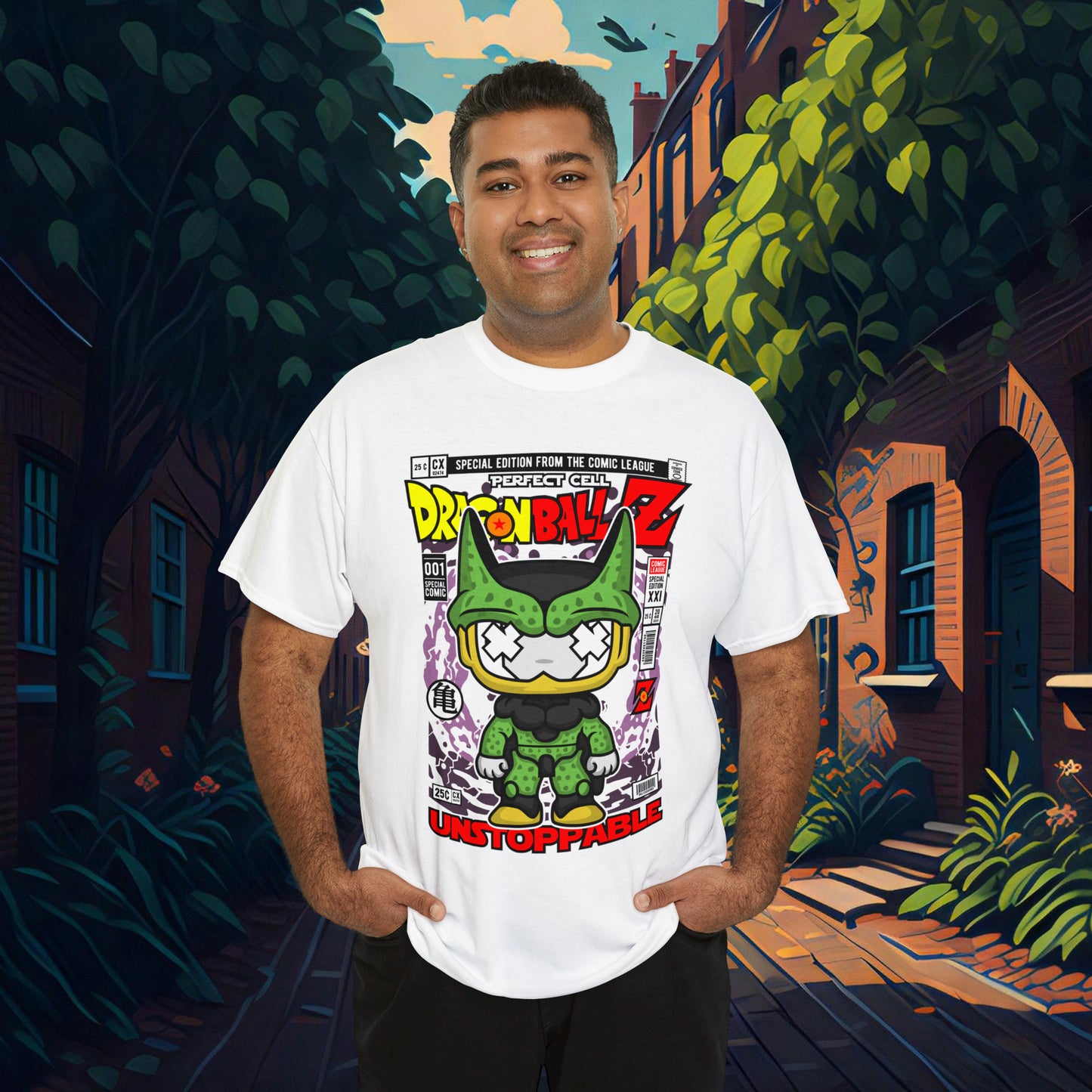 Perfect Cell DragonBall Z Pop Culture Mock Comic Cover heavy cotton T-shirt