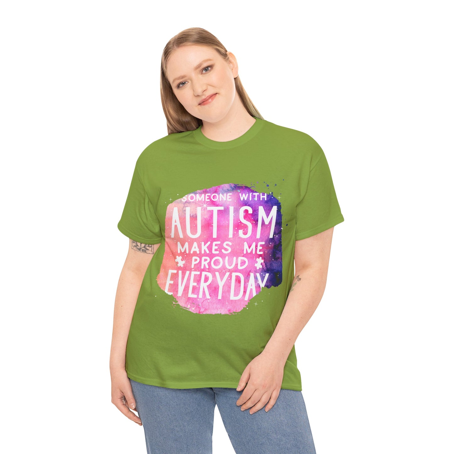 Autism Someone with Autism Makes Me Proud Everyday T-shirt Unisex Heavy Cotton