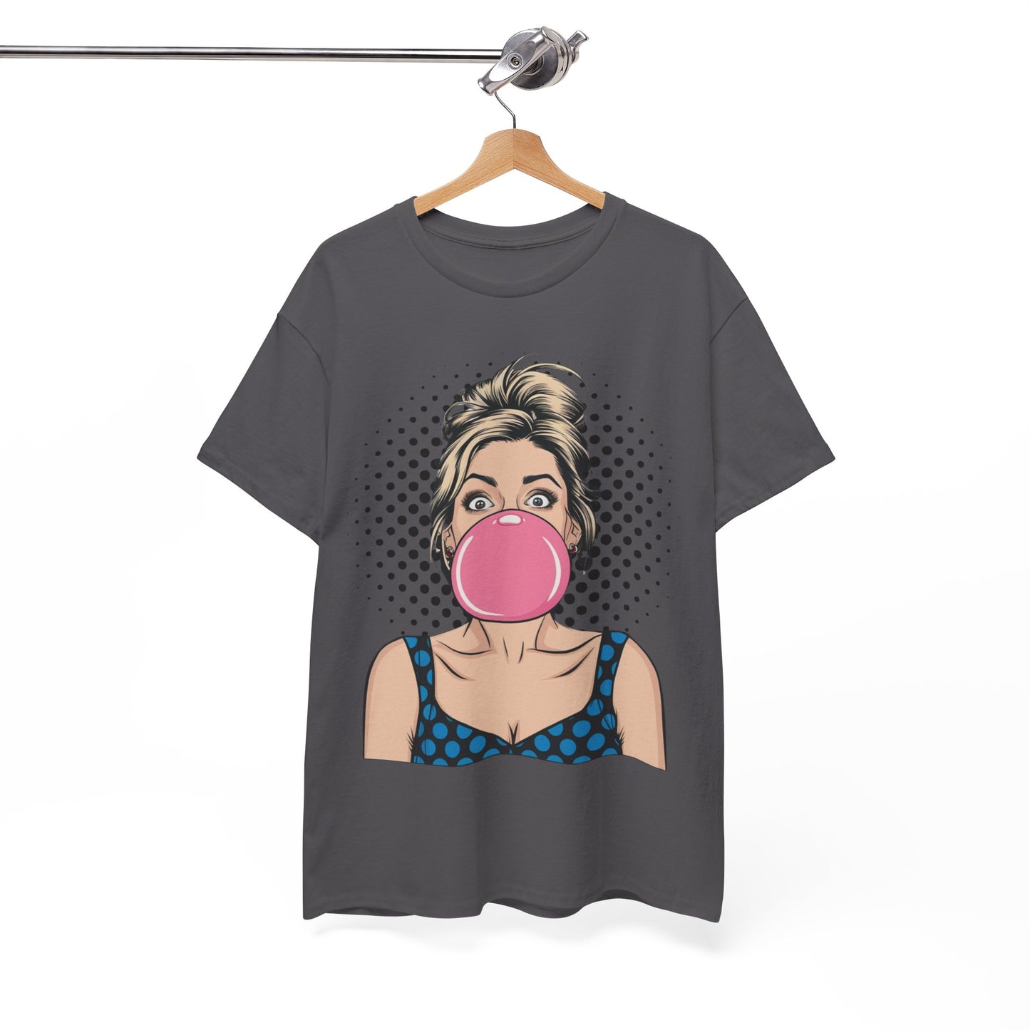 PopArt Girl Bubble Gum Bubble Tshirt unisex heavy cotton