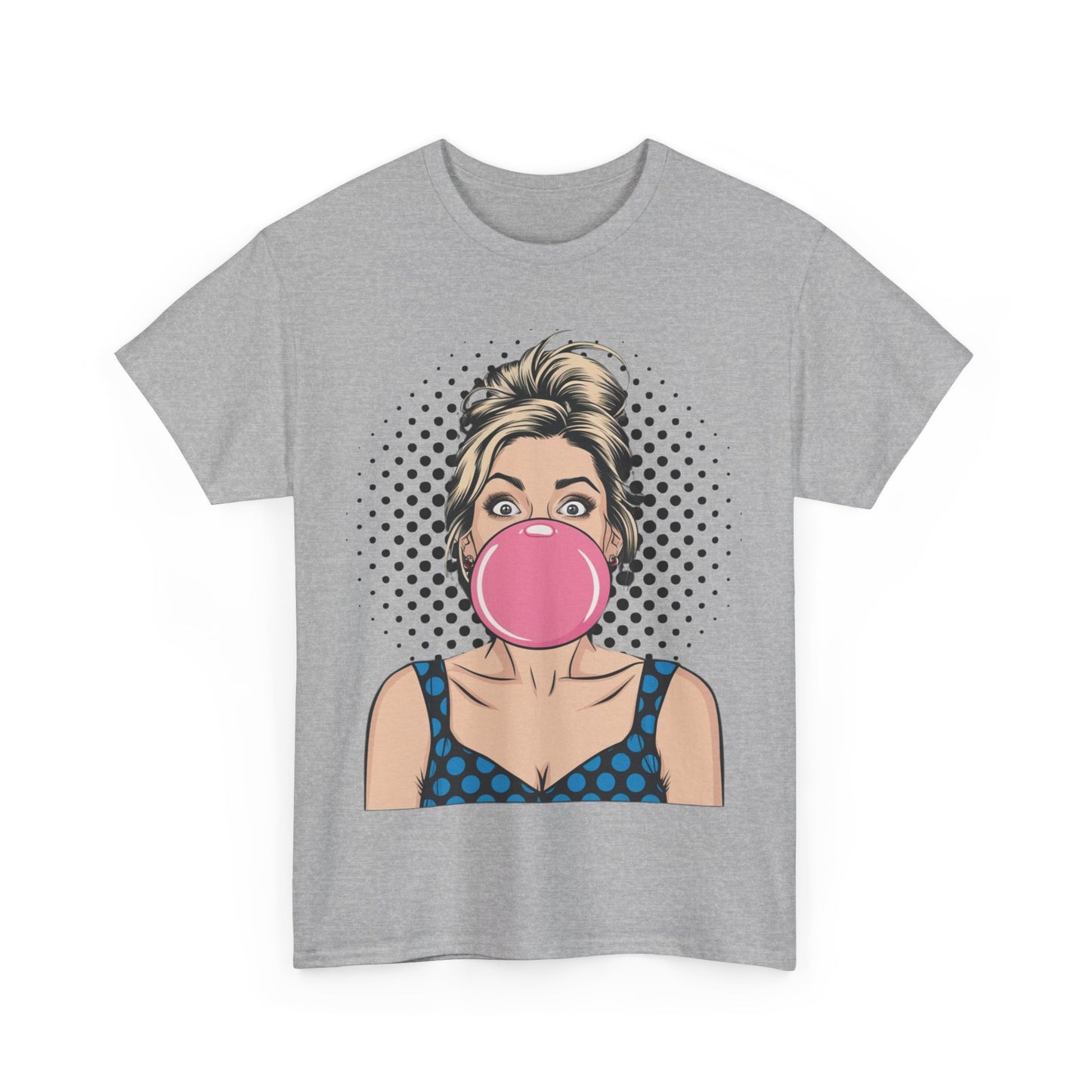 PopArt Girl Bubble Gum Bubble Tshirt unisex heavy cotton