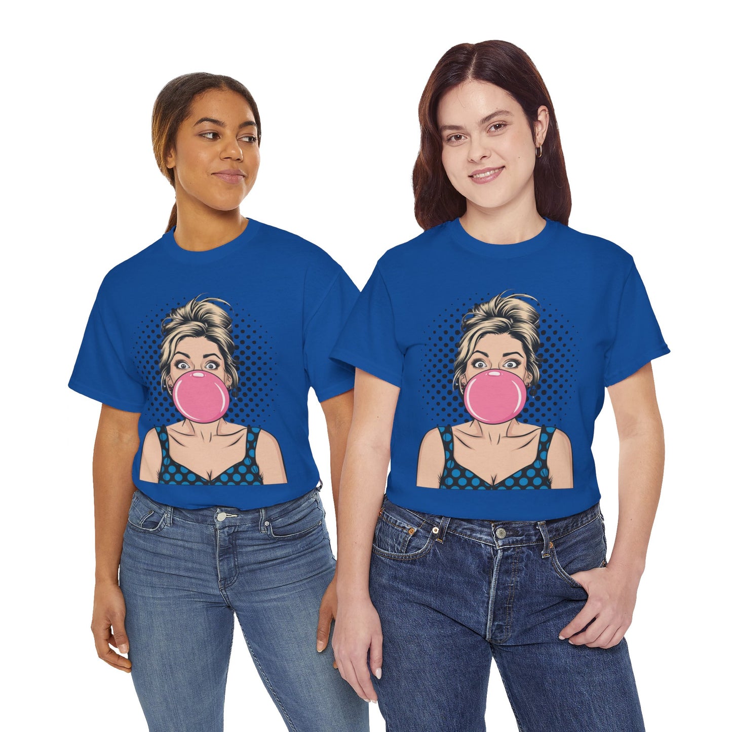 PopArt Girl Bubble Gum Bubble Tshirt unisex heavy cotton
