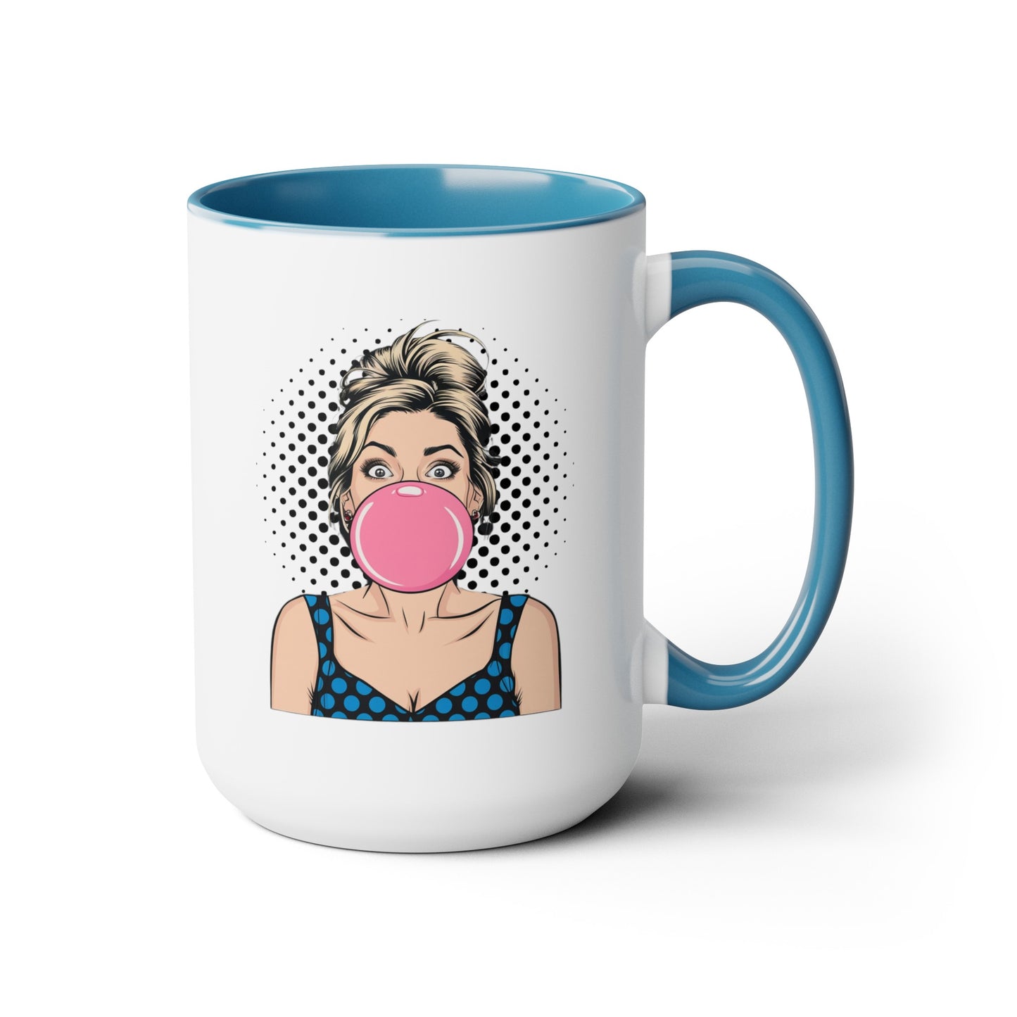 Sexy PopArt Girl with Large Bubble Gum Bubble 15oz Coffee Mug