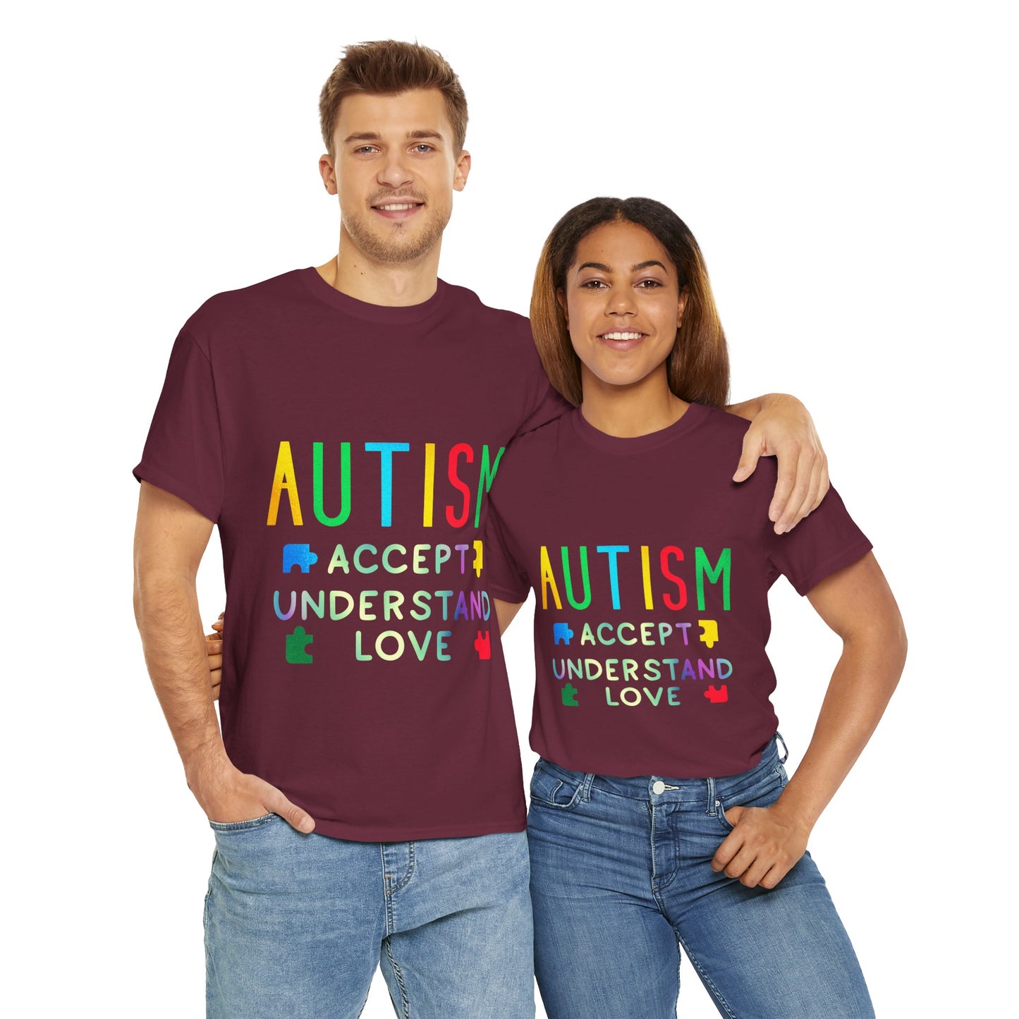 Autism ACCEPT UNDERSTAND LOVE T-shirt Unisex Heavy Cotton