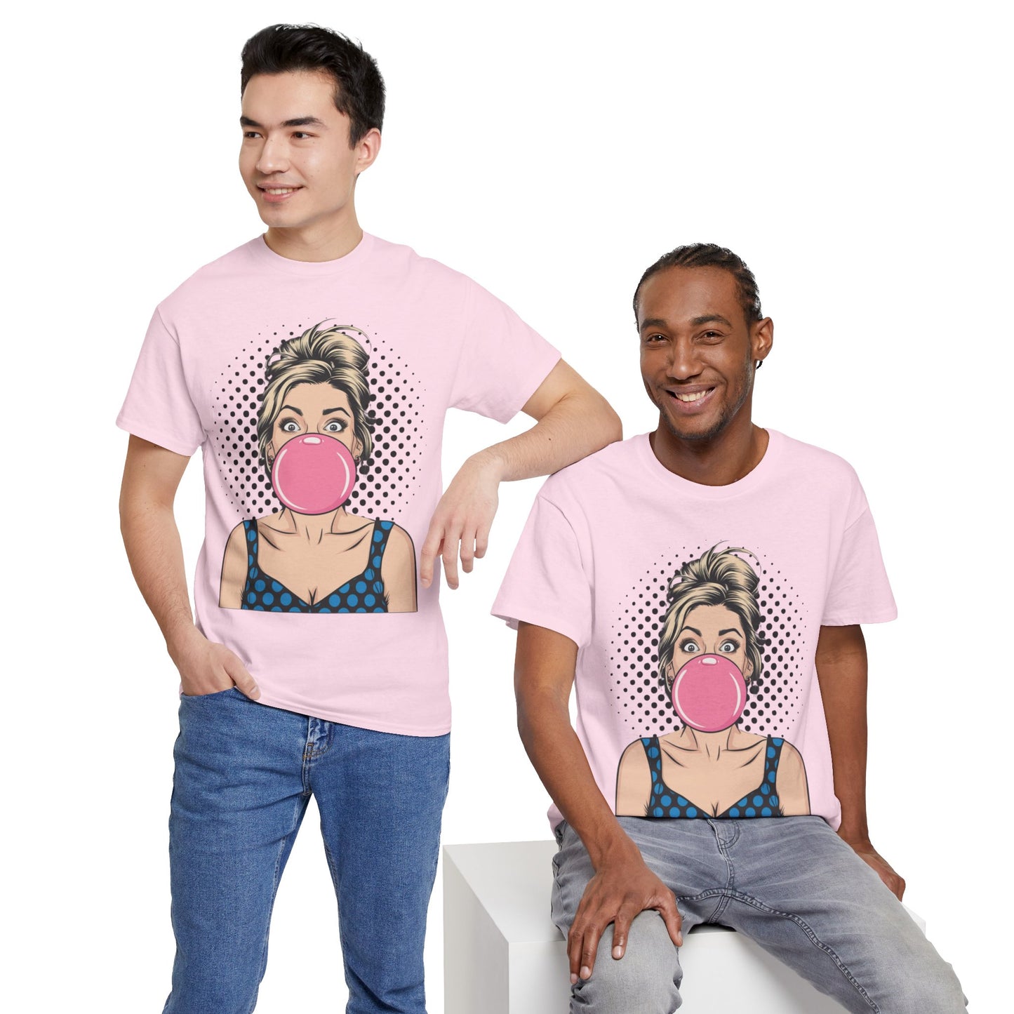 PopArt Girl Bubble Gum Bubble Tshirt unisex heavy cotton