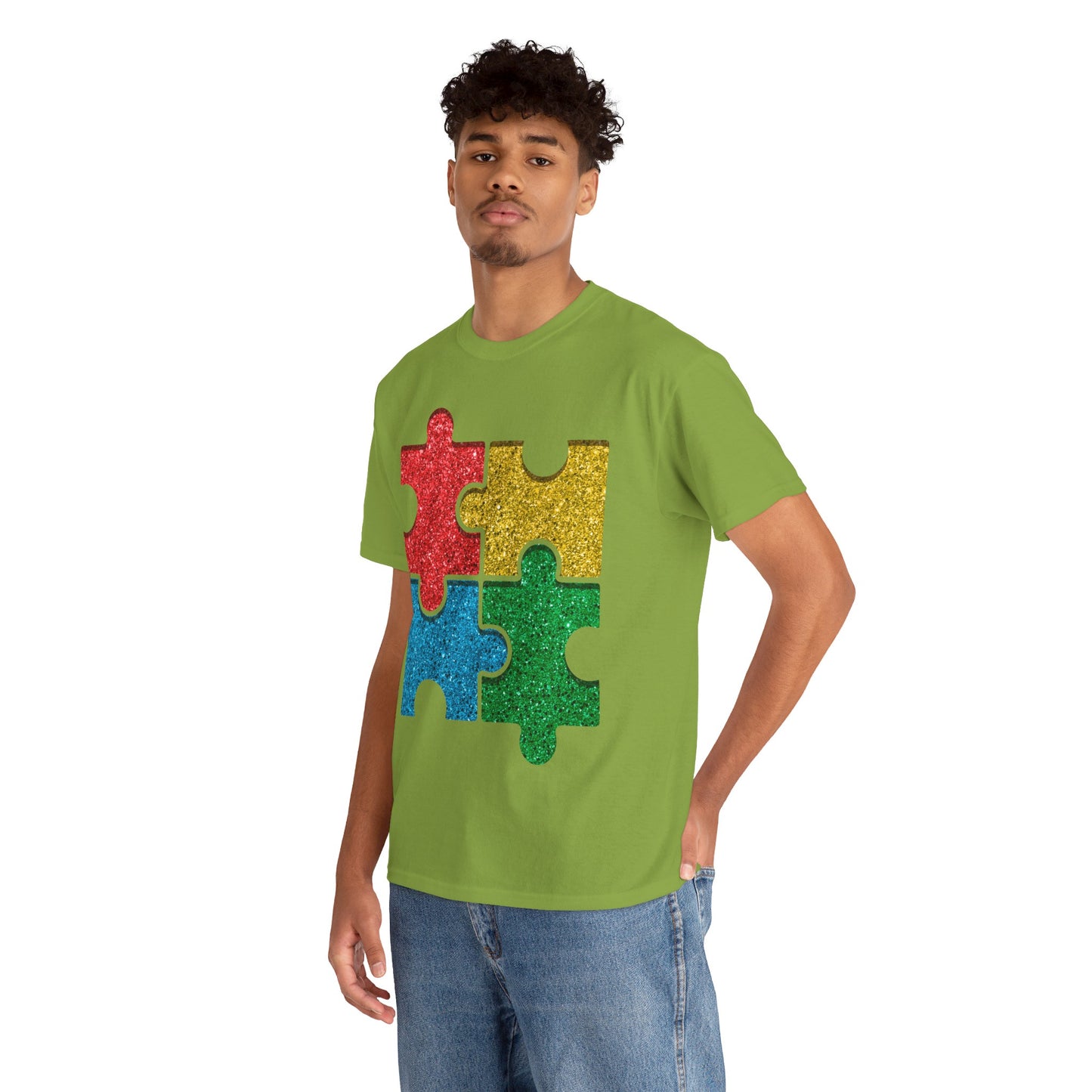 Autism Puzzle Pieces T-shirt Unisex Heavy Cotton