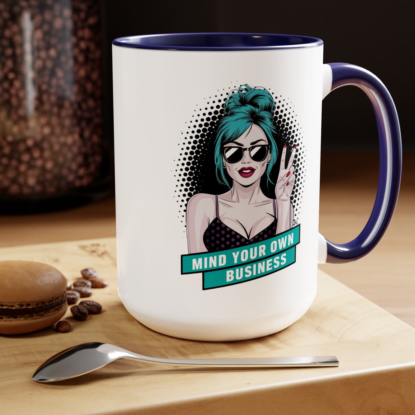PopArt Girl Mind Your Own Business 15oz Coffee Mug
