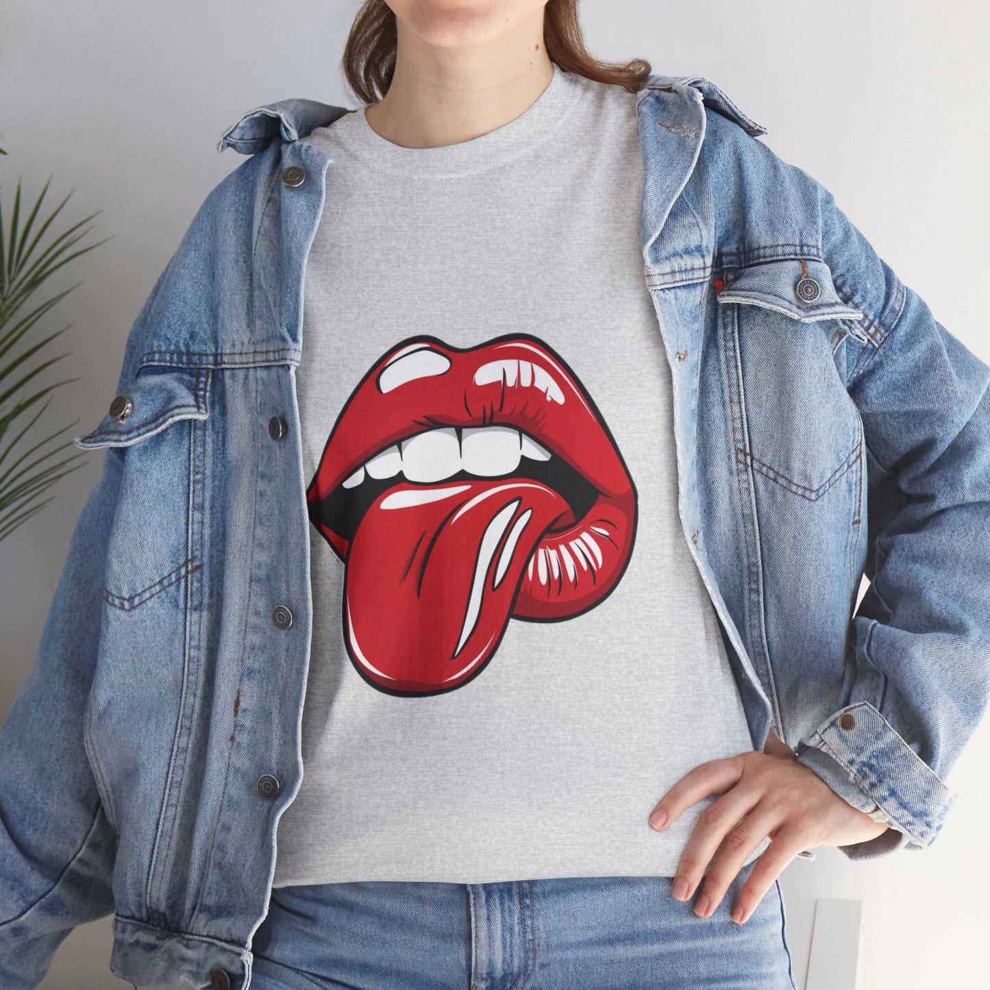 Sexy Retro PopArt Red Lips and Tounge Unisex heavy cotton Tshirt