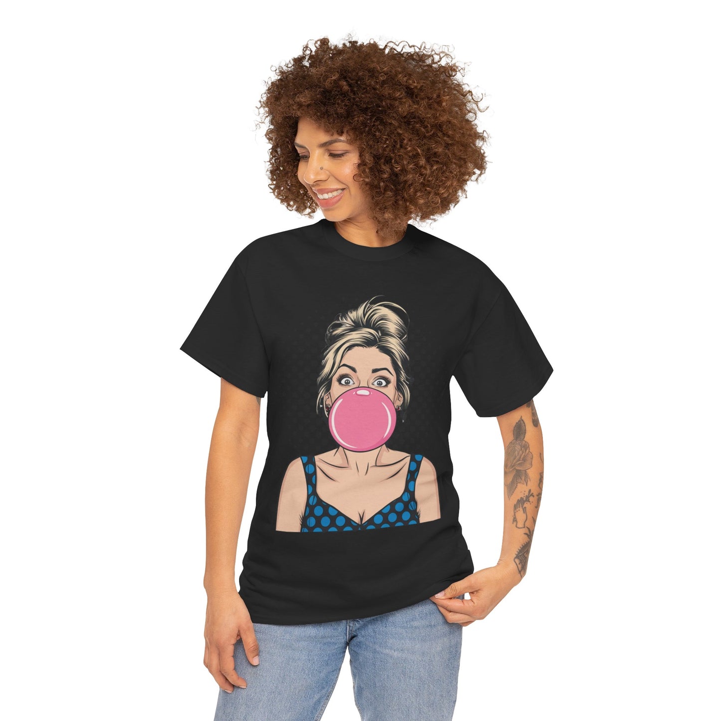 PopArt Girl Bubble Gum Bubble Tshirt unisex heavy cotton