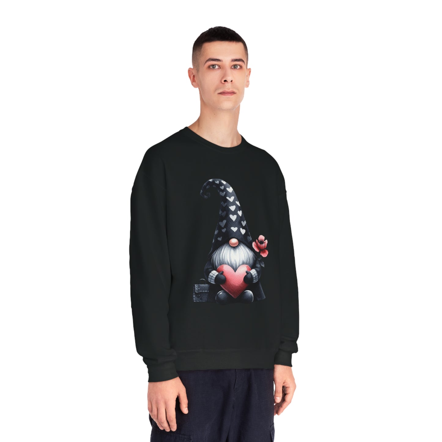 Black Valentine Gnome Unisex NuBlend® Crewneck Sweatshirt