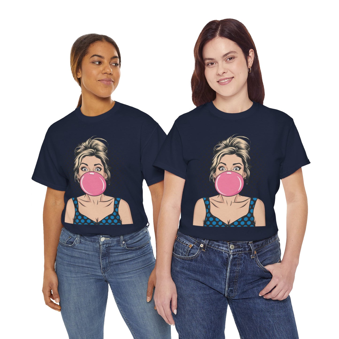 PopArt Girl Bubble Gum Bubble Tshirt unisex heavy cotton