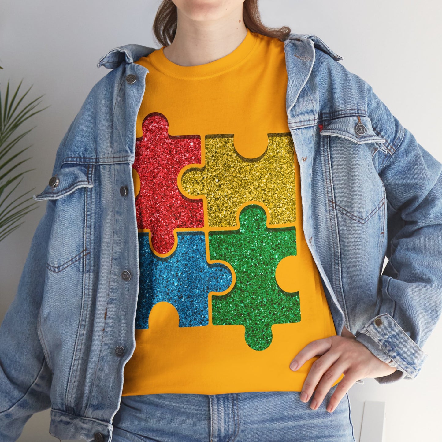 Autism Puzzle Pieces T-shirt Unisex Heavy Cotton