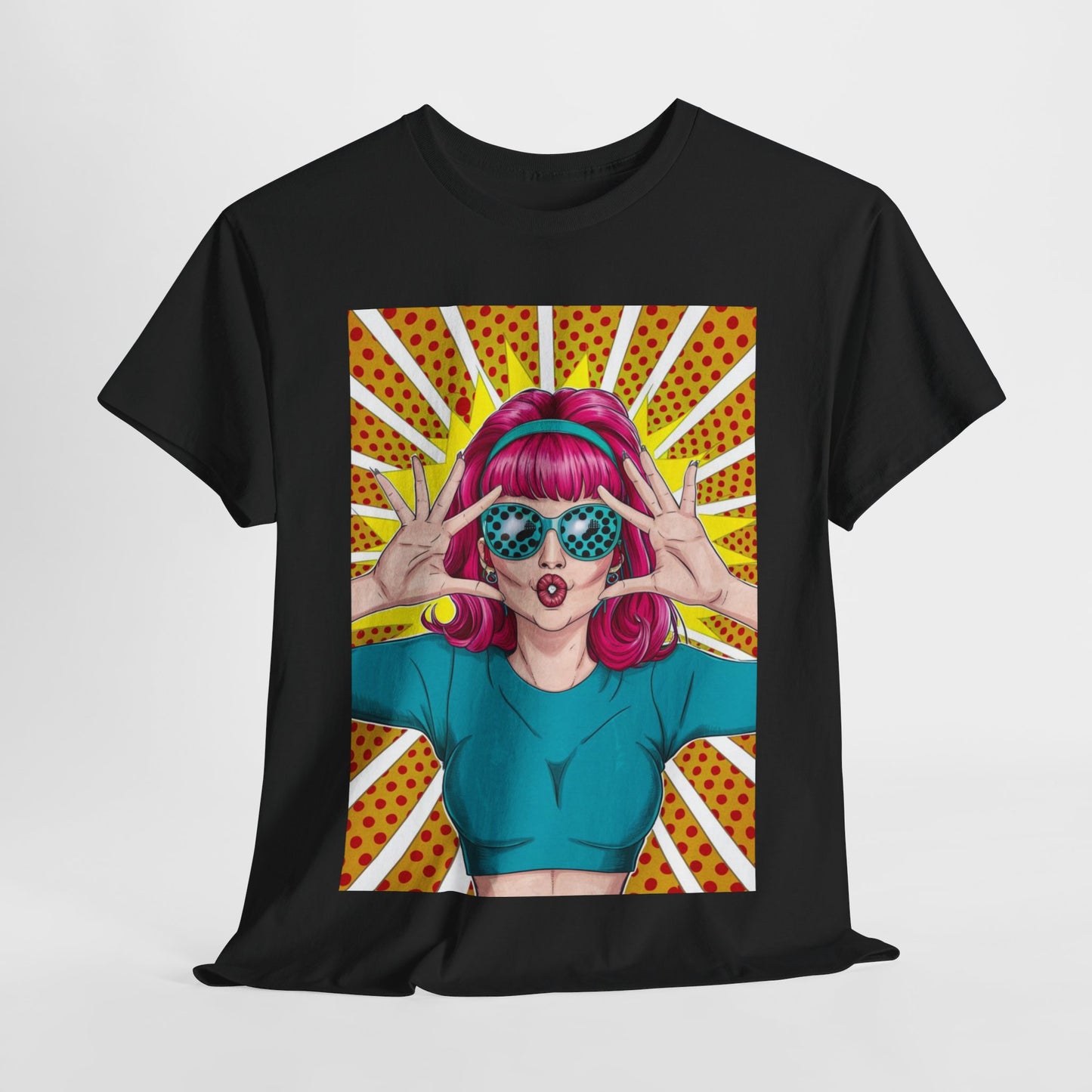 Sexy Retro PopArt Girl Vibrant Colors Unisex heavy cotton Tshirt