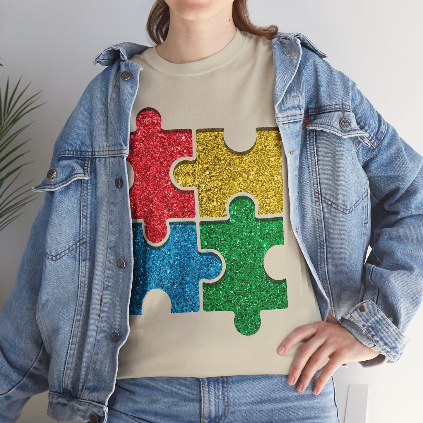 Autism Puzzle Pieces T-shirt Unisex Heavy Cotton