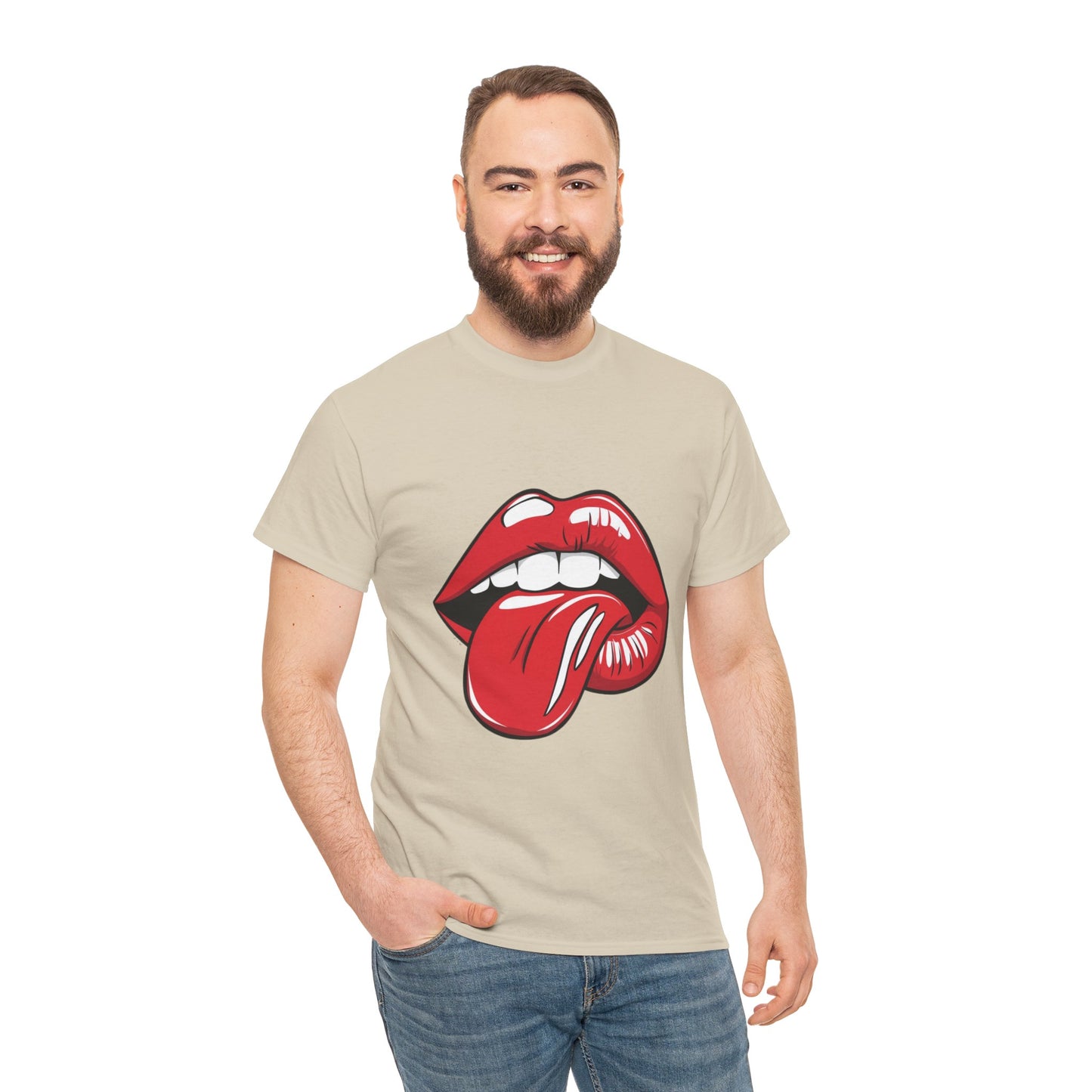 Sexy Retro PopArt Red Lips and Tounge Unisex heavy cotton Tshirt