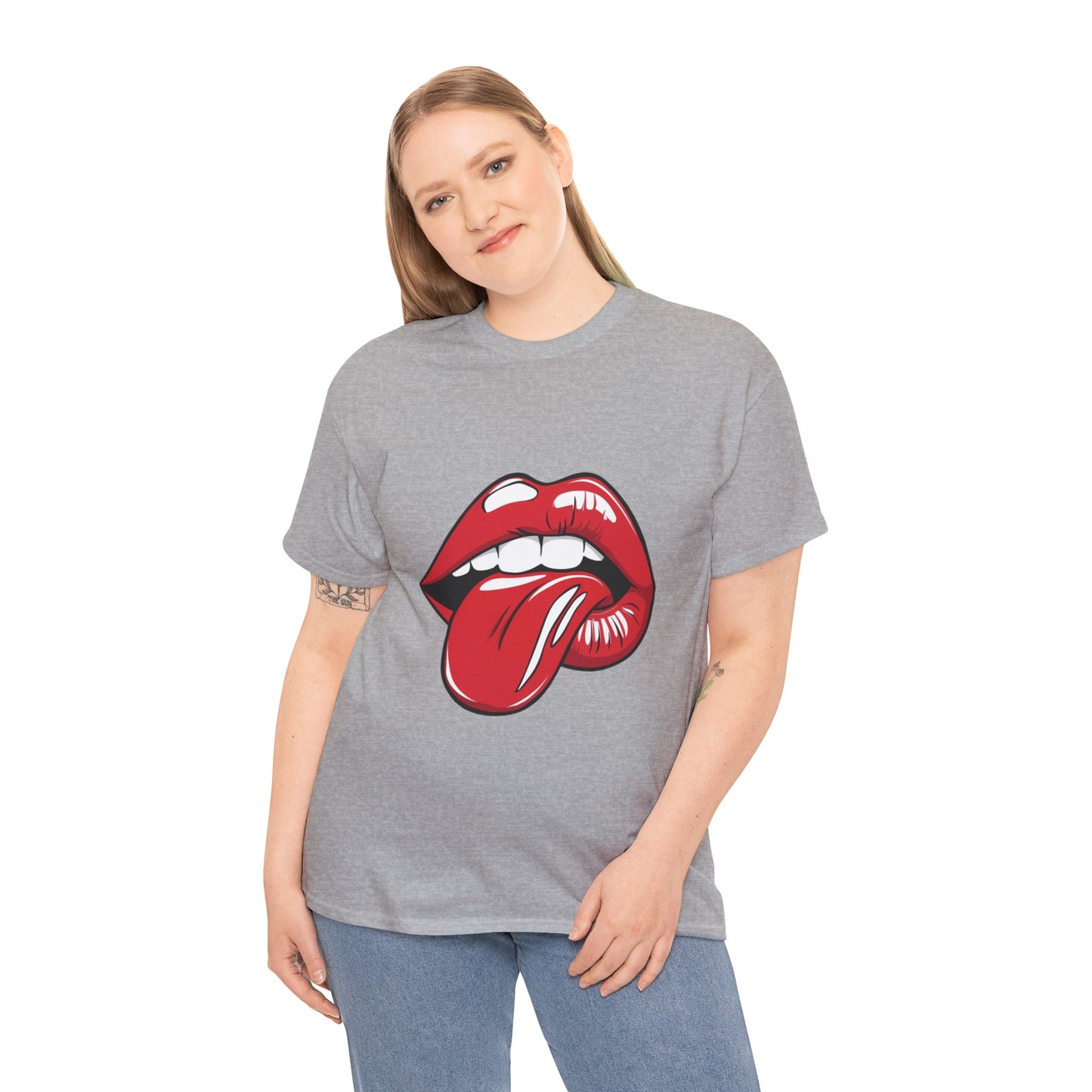 Sexy Retro PopArt Red Lips and Tounge Unisex heavy cotton Tshirt