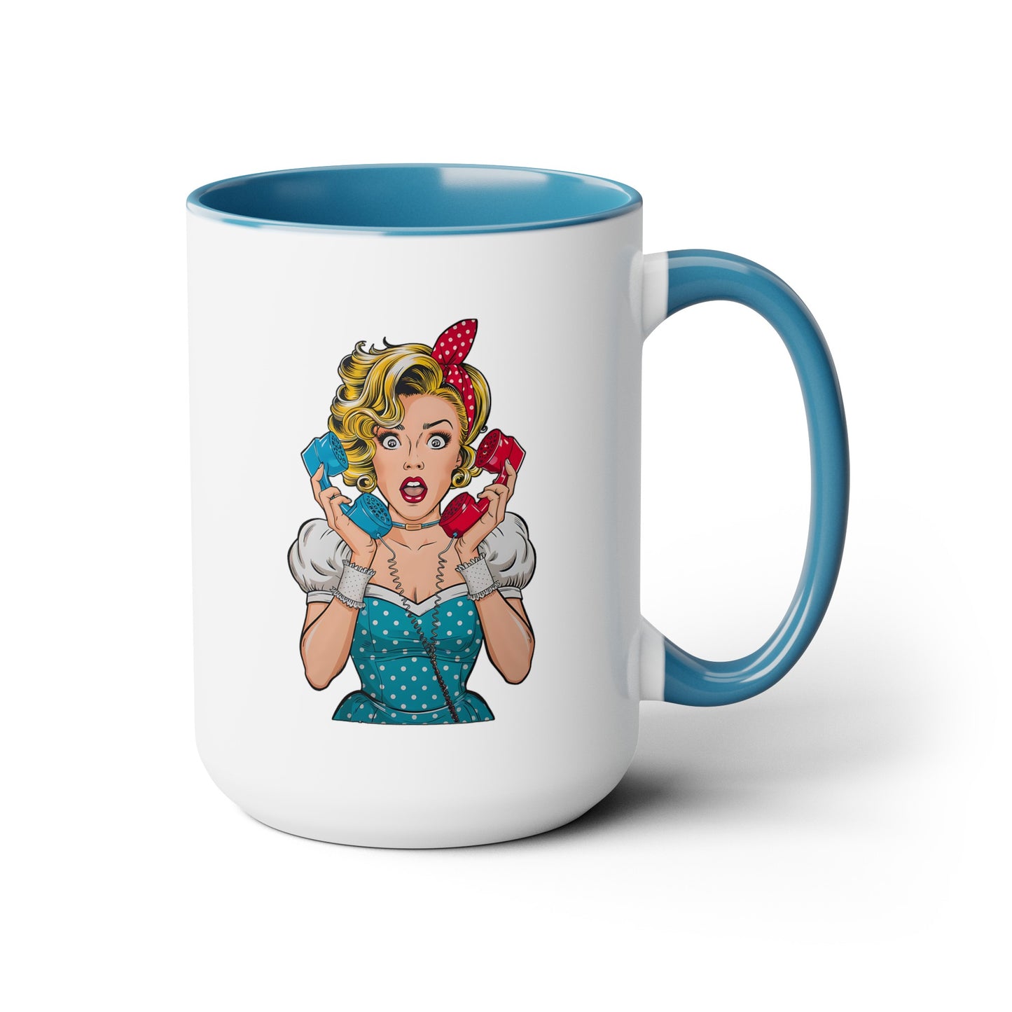 PopArt Girl on Telephone 15oz Coffee Mug