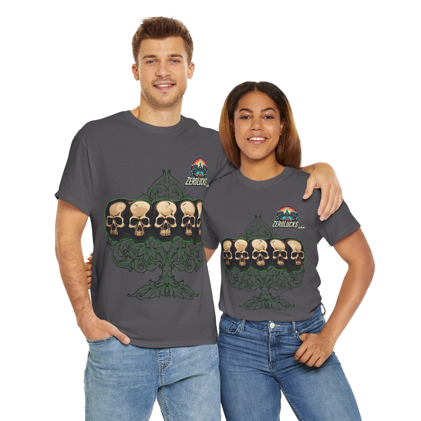No Lucks Skulls with Spade T-shirt Unisex Heavy Cotton