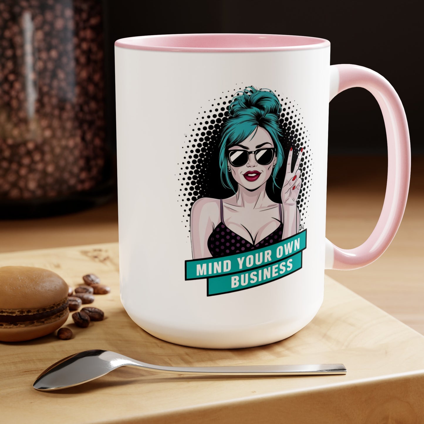 PopArt Girl Mind Your Own Business 15oz Coffee Mug