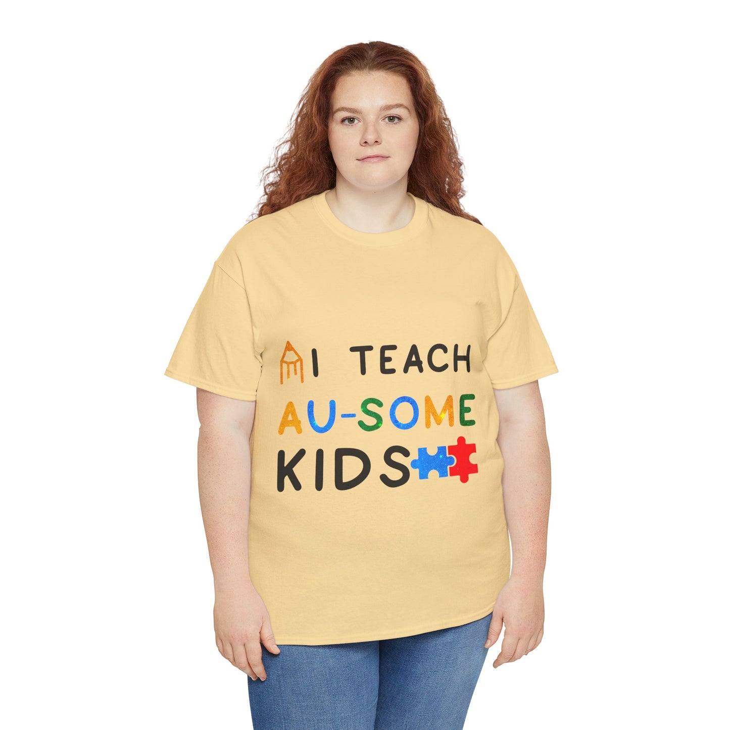Autism I TEACH AU-SOME KIDS T-shirt Unisex Heavy Cotton