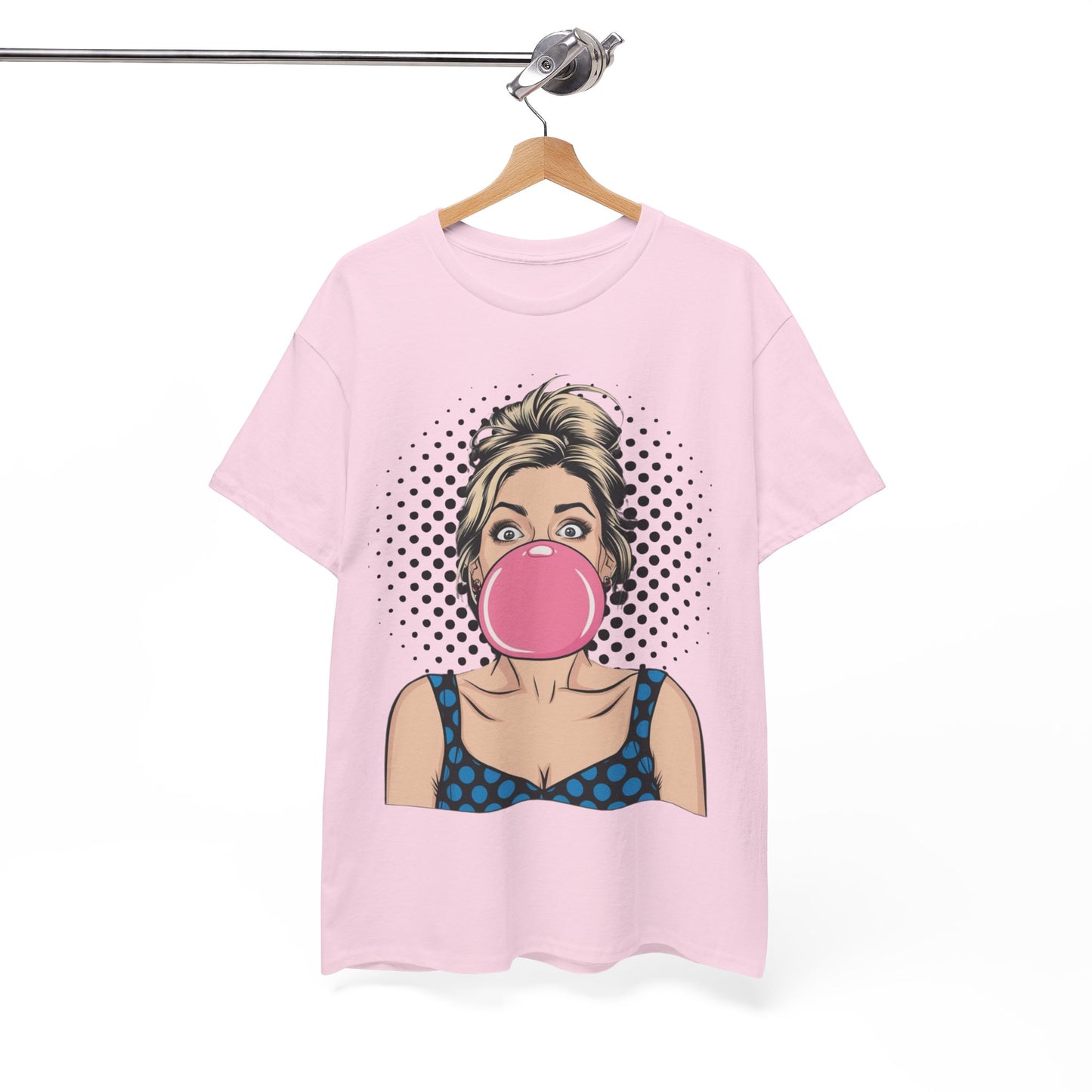 PopArt Girl Bubble Gum Bubble Tshirt unisex heavy cotton