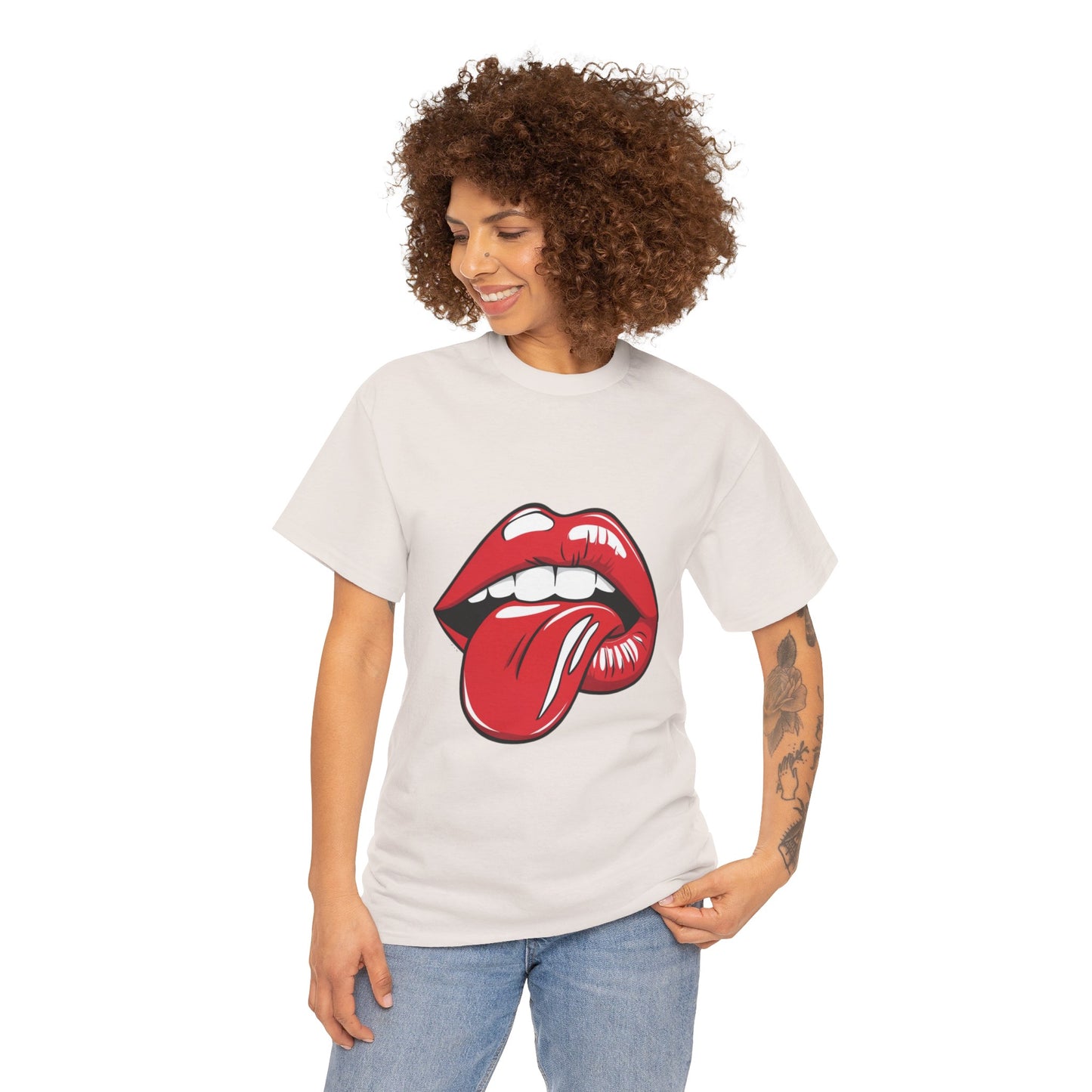 Sexy Retro PopArt Red Lips and Tounge Unisex heavy cotton Tshirt
