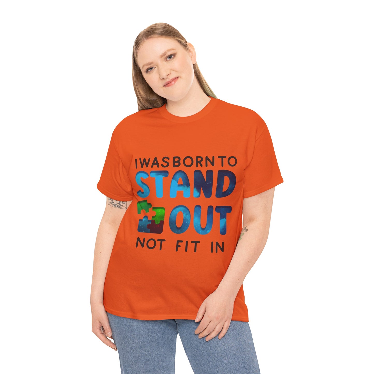 Autism I was Born To Stand Out T-shirt Unisex Heavy Cotton