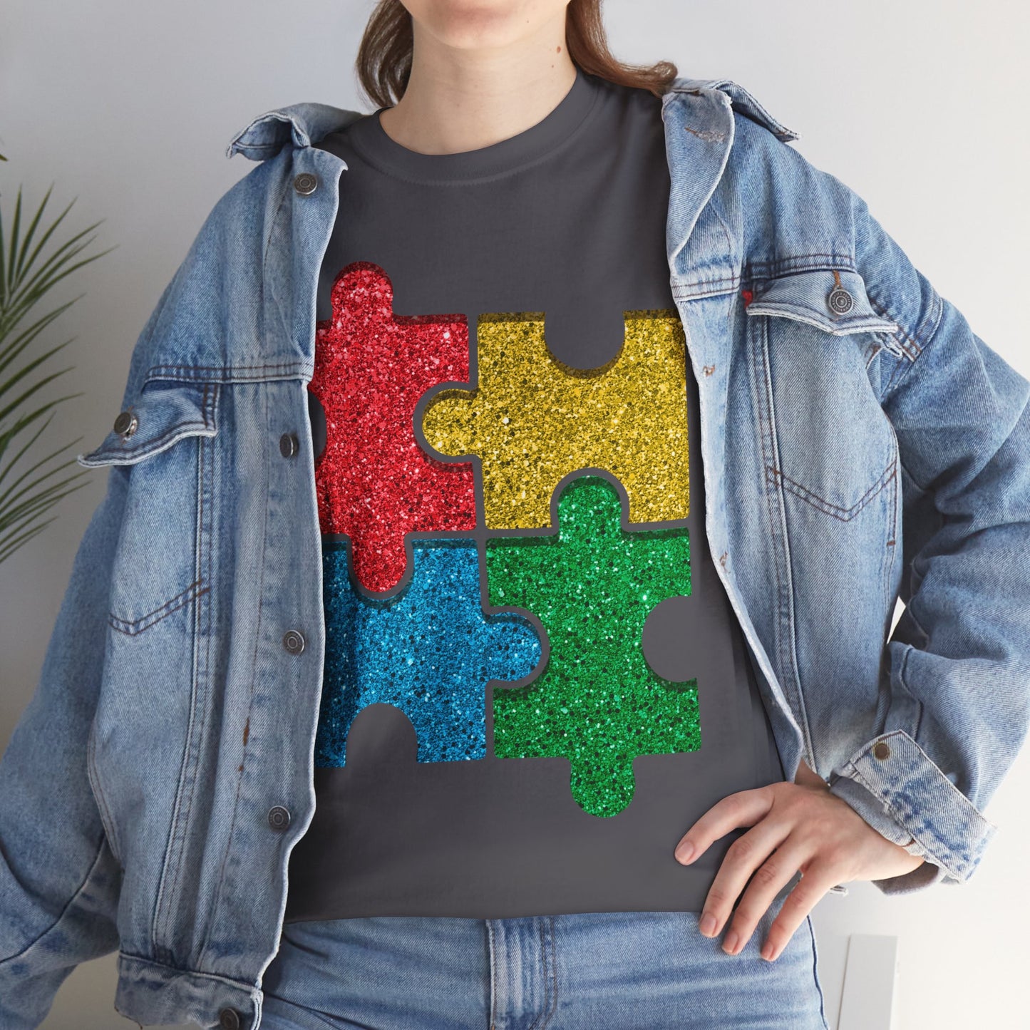 Autism Puzzle Pieces T-shirt Unisex Heavy Cotton
