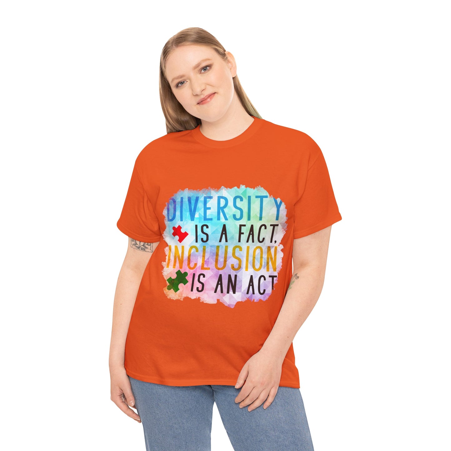 Autism Diversity is a Fact, Inclusion is an Act T-shirt Unisex Heavy Cotton