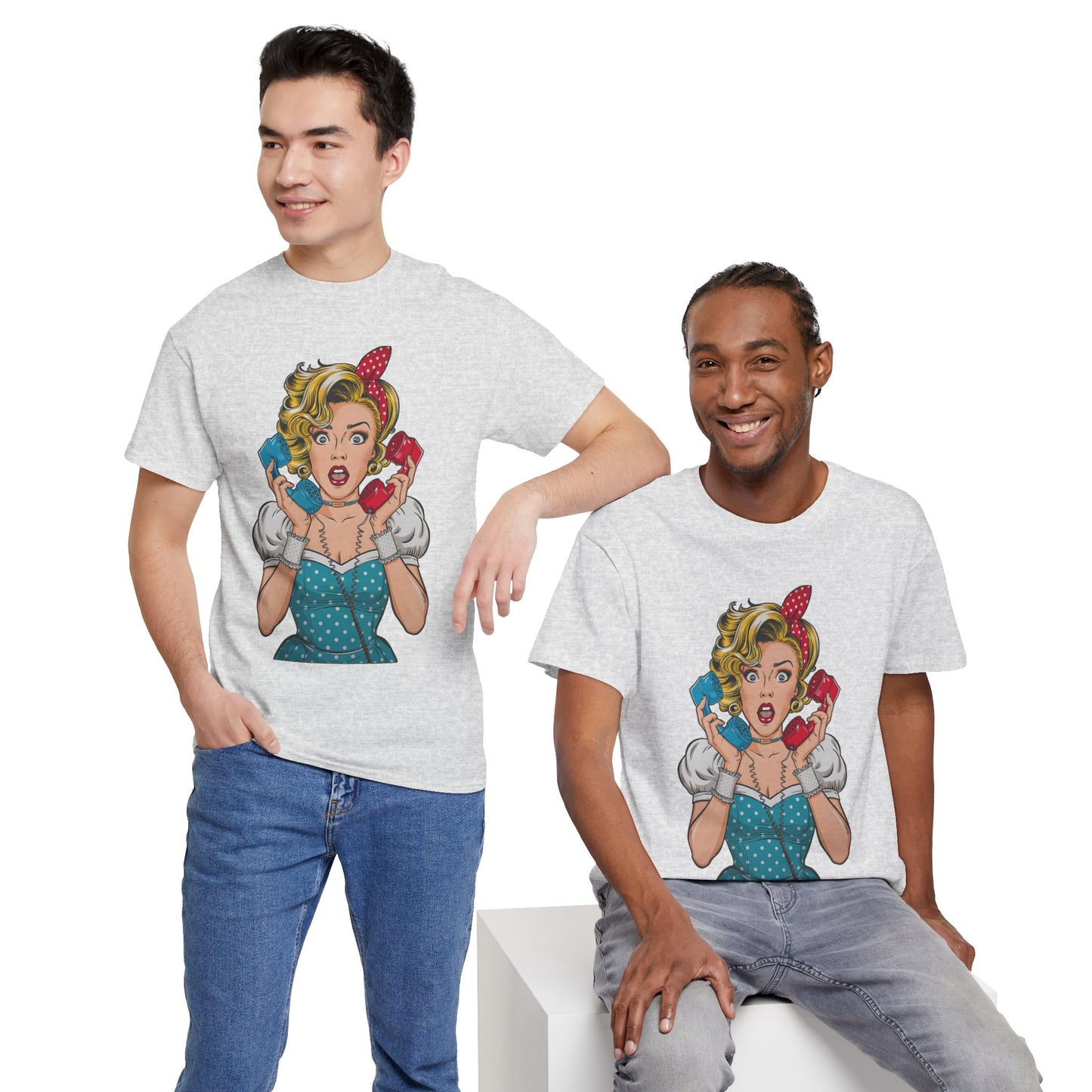 PopArt Girl on the Phone  Tshirt unisex heavy cotton