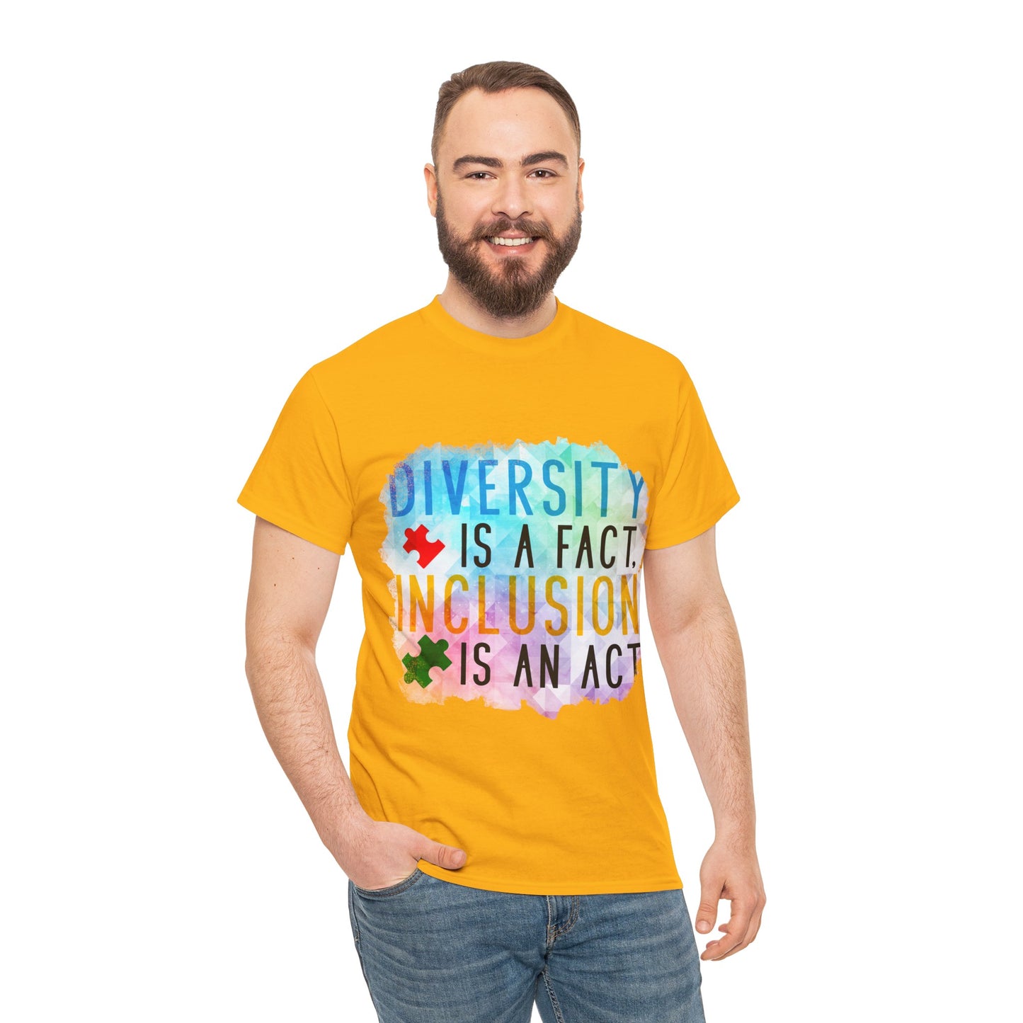 Autism Diversity is a Fact, Inclusion is an Act T-shirt Unisex Heavy Cotton