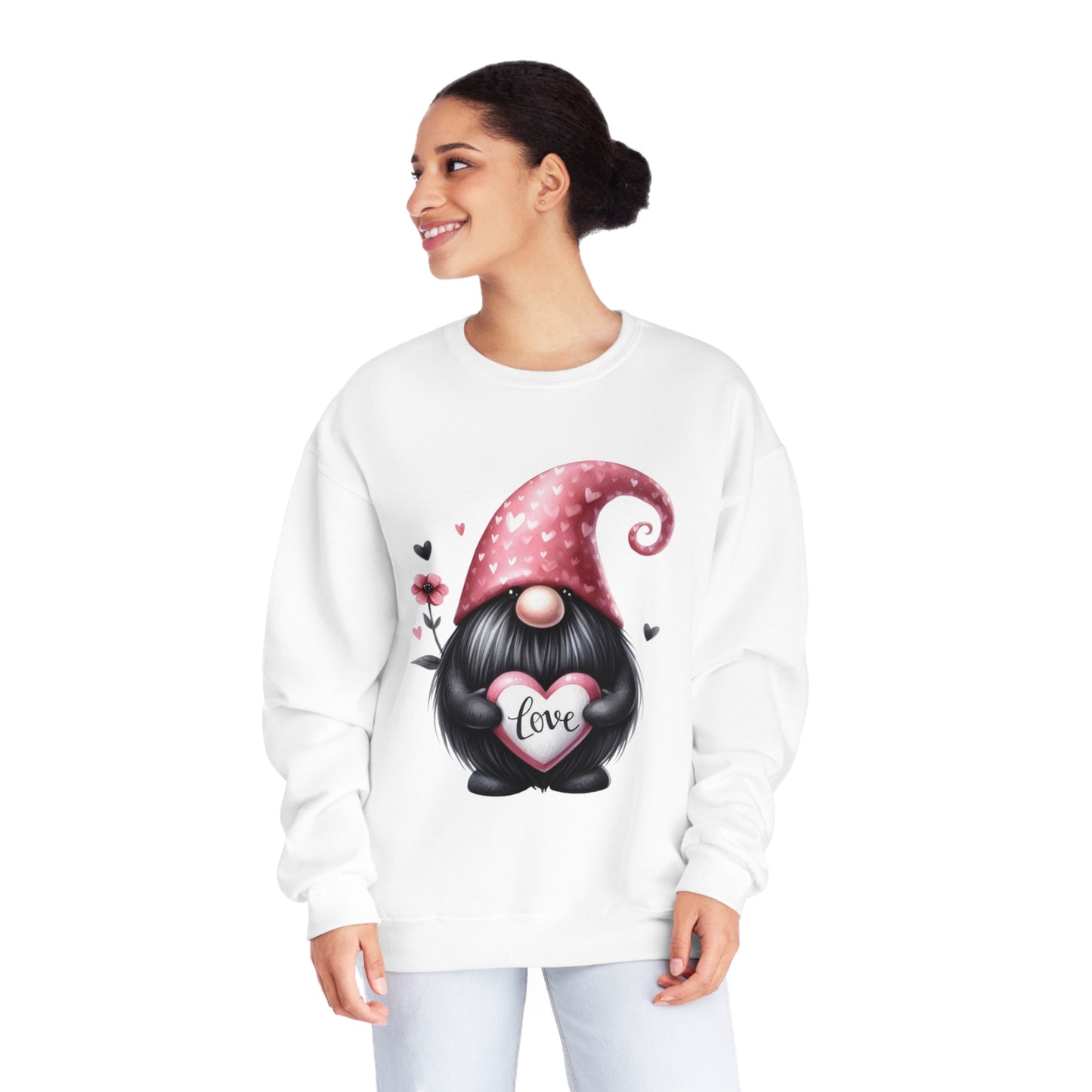 Black Valentine Gnome Unisex NuBlend® Crewneck Sweatshirt